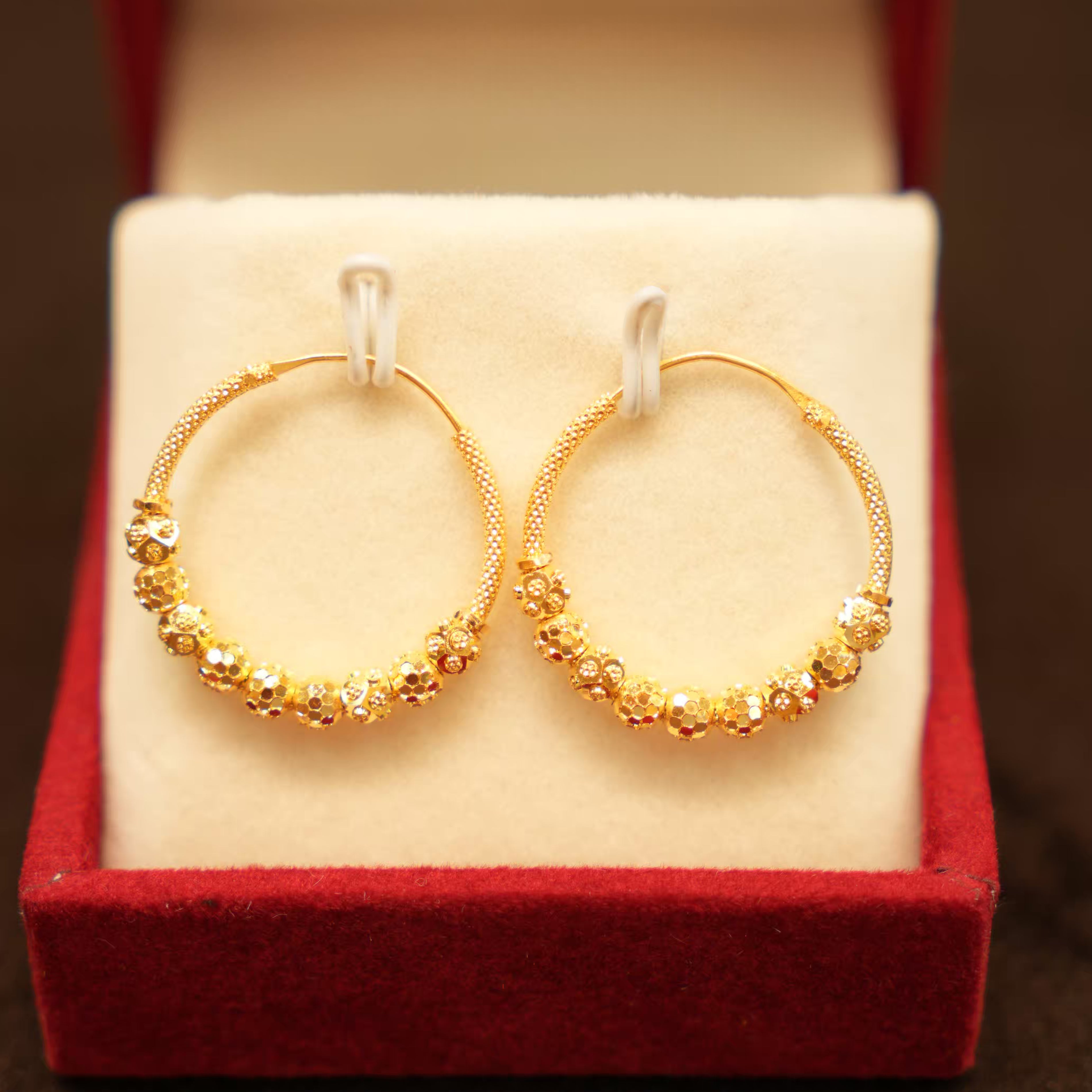 22K Gold Designer Hoop Earrings