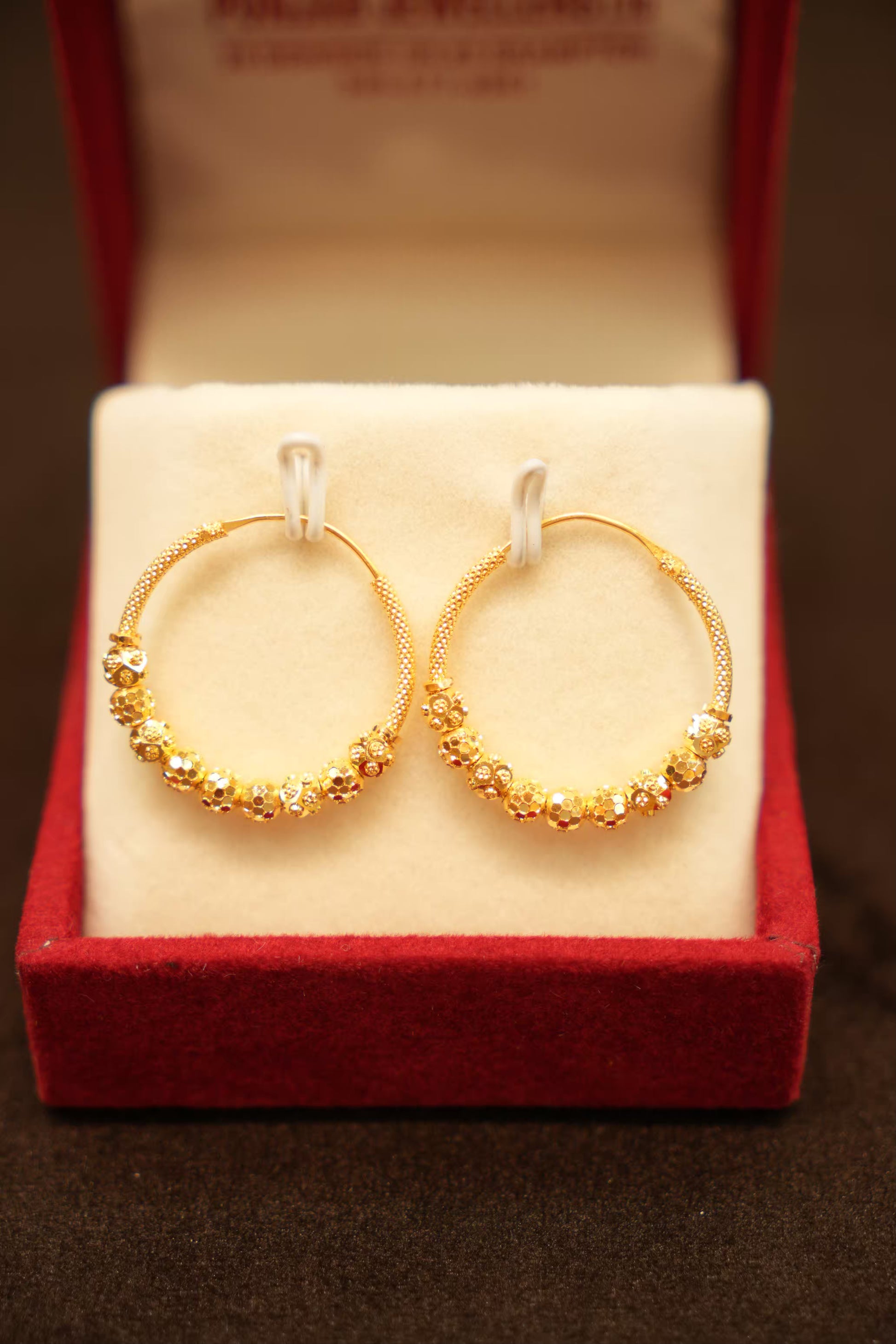 22K Gold Designer Hoop Earrings