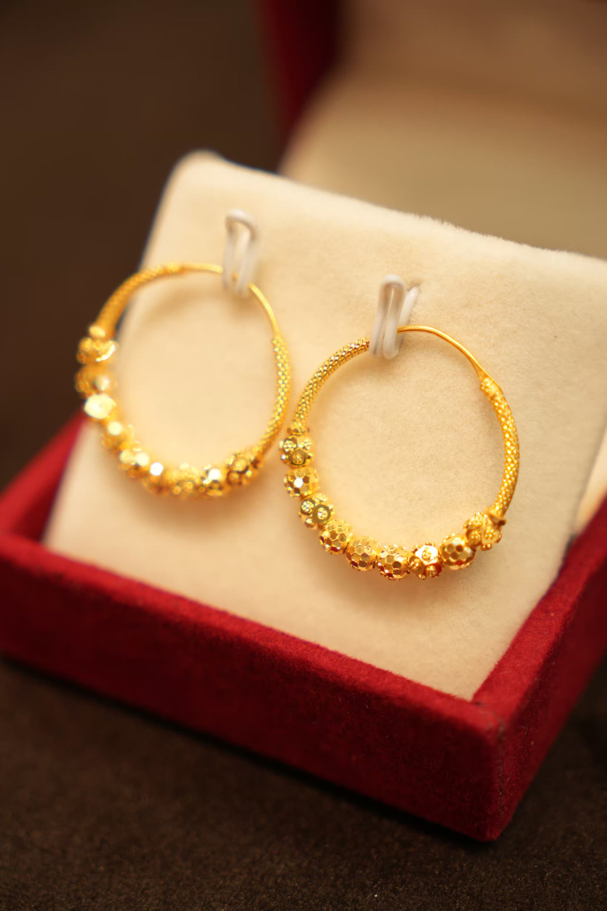 22K Gold Designer Hoop Earrings