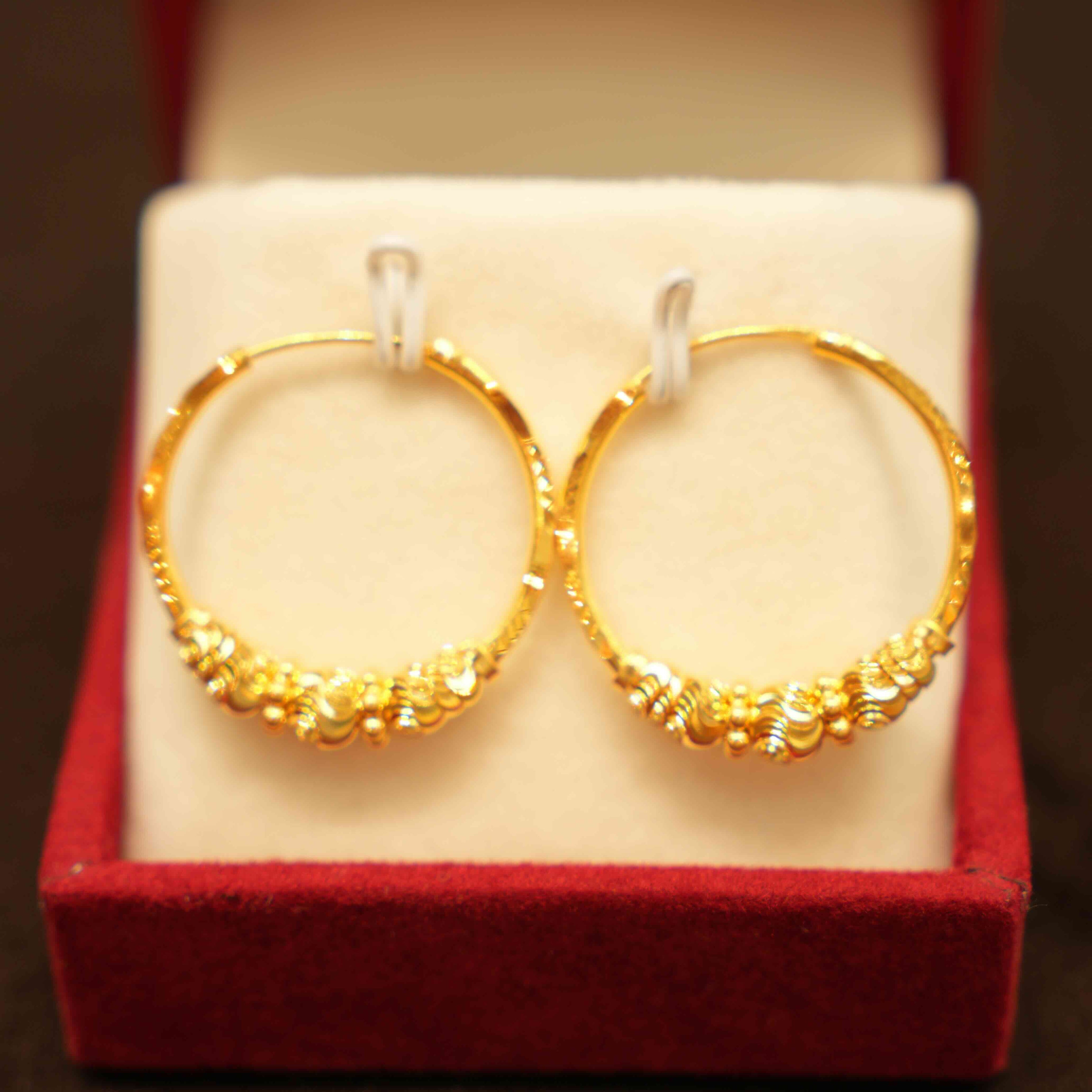 22K Gold Designer Hoop Earrings