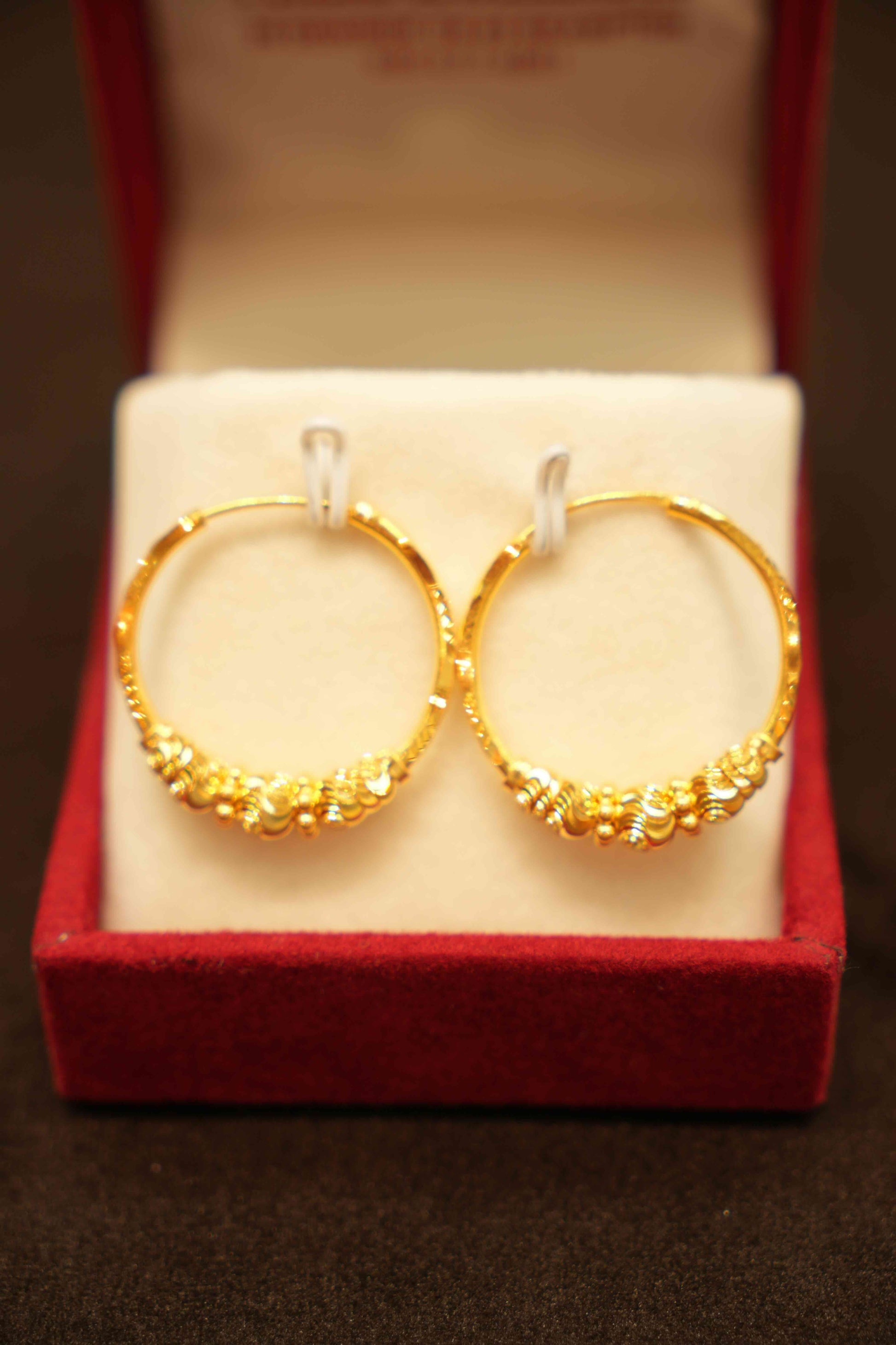 22K Gold Designer Hoop Earrings