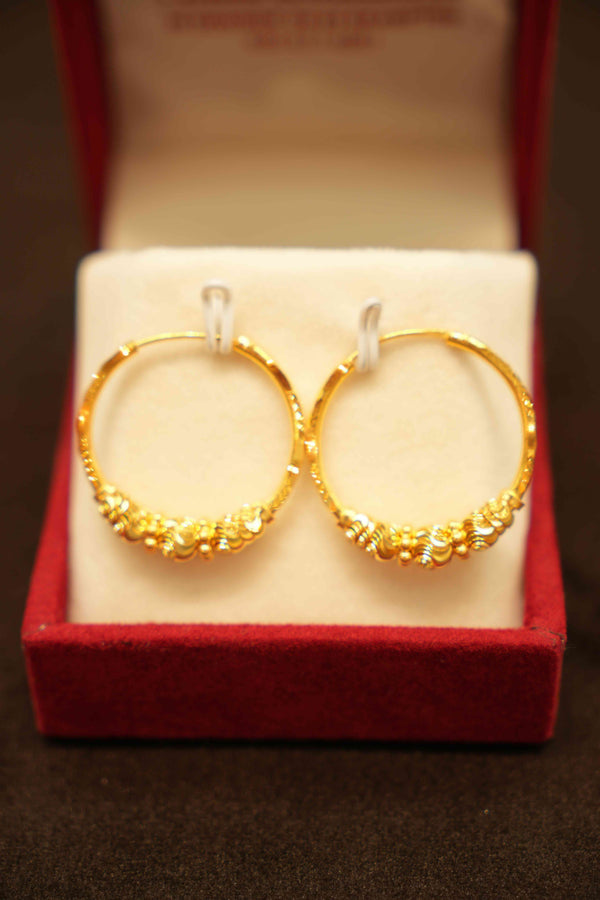 22K Gold Designer Hoop Earrings