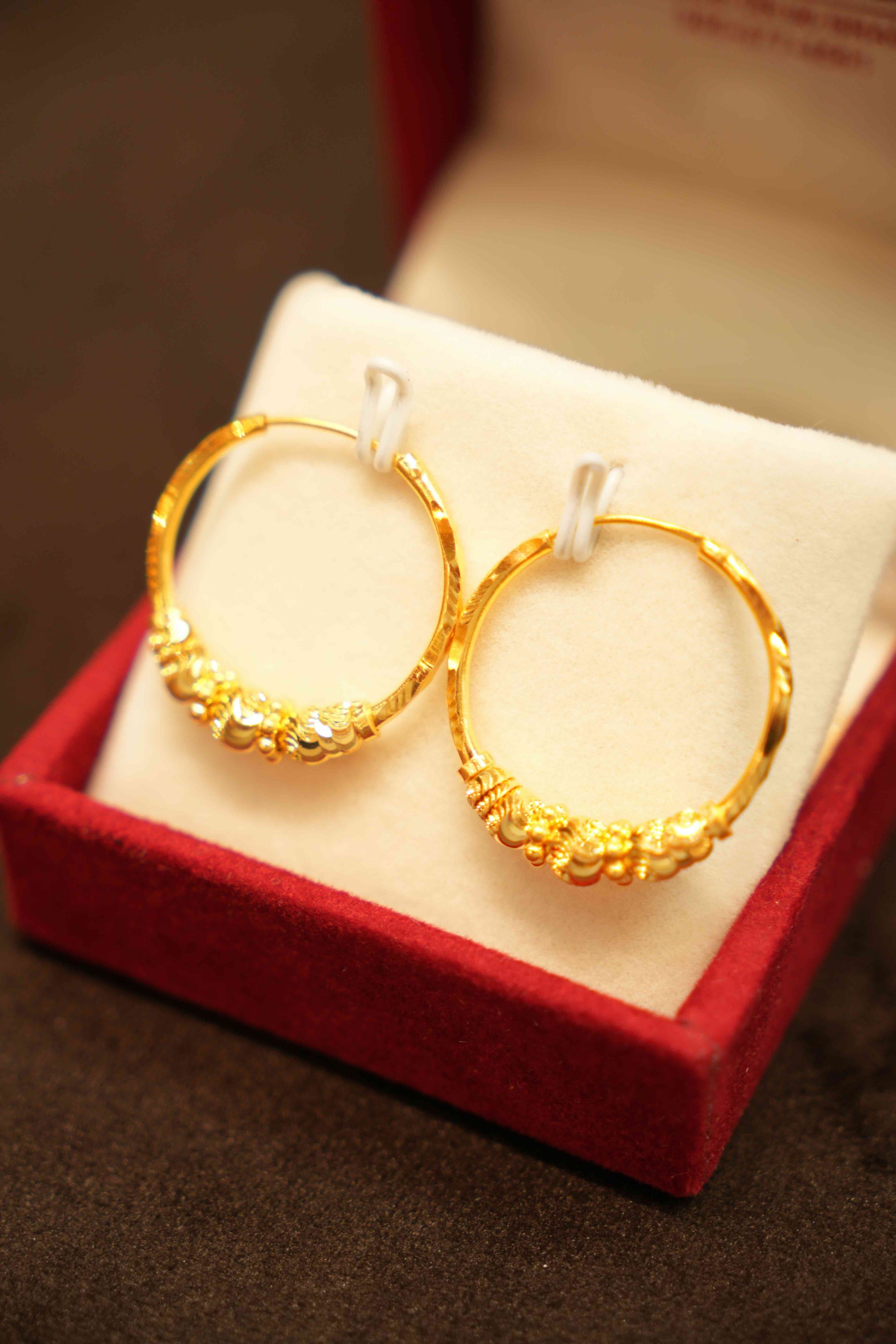 22K Gold Designer Hoop Earrings