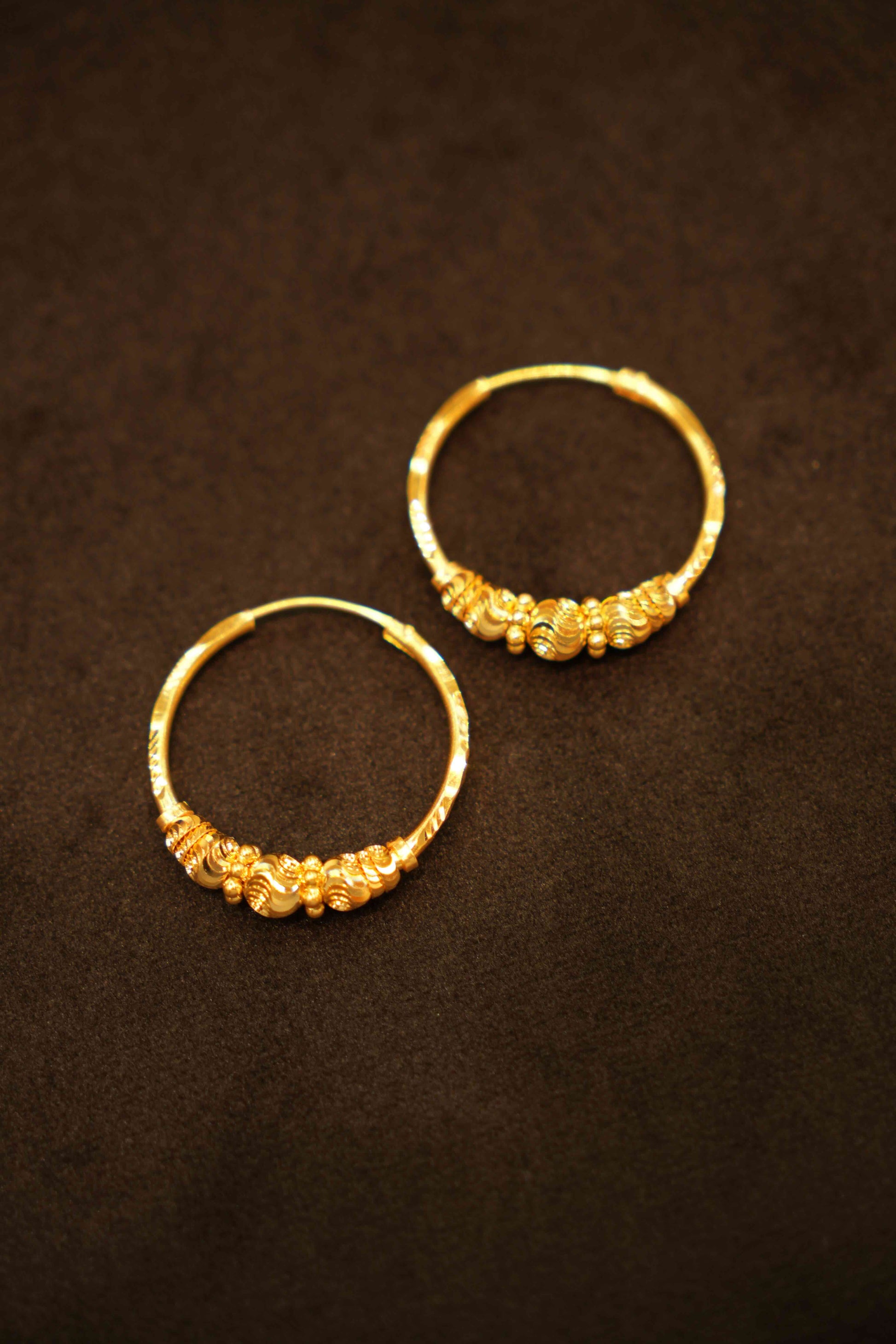 22K Gold Designer Hoop Earrings