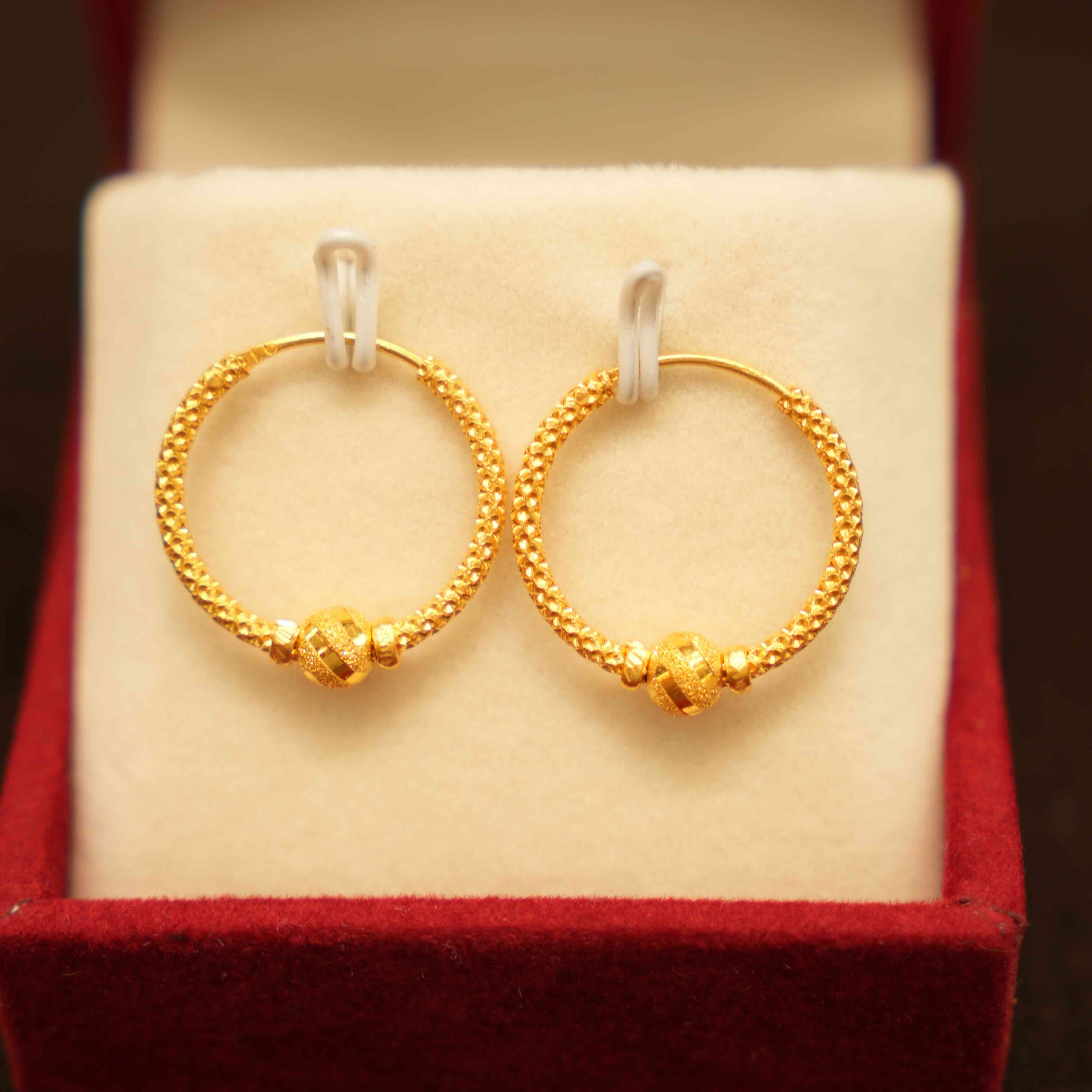 22K Gold Designer Hoop Earrings