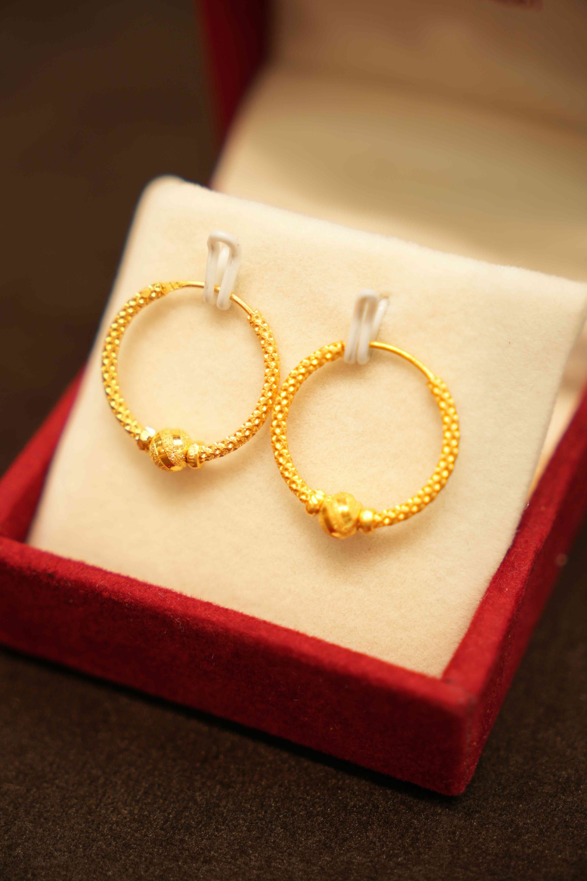 22K Gold Designer Hoop Earrings
