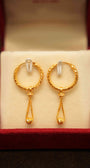 22K Gold Hanging Hoop Earrings
