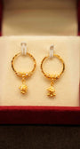 22K Gold Hanging Hoop Earrings