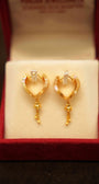 22K Gold Hanging Hoop Earrings