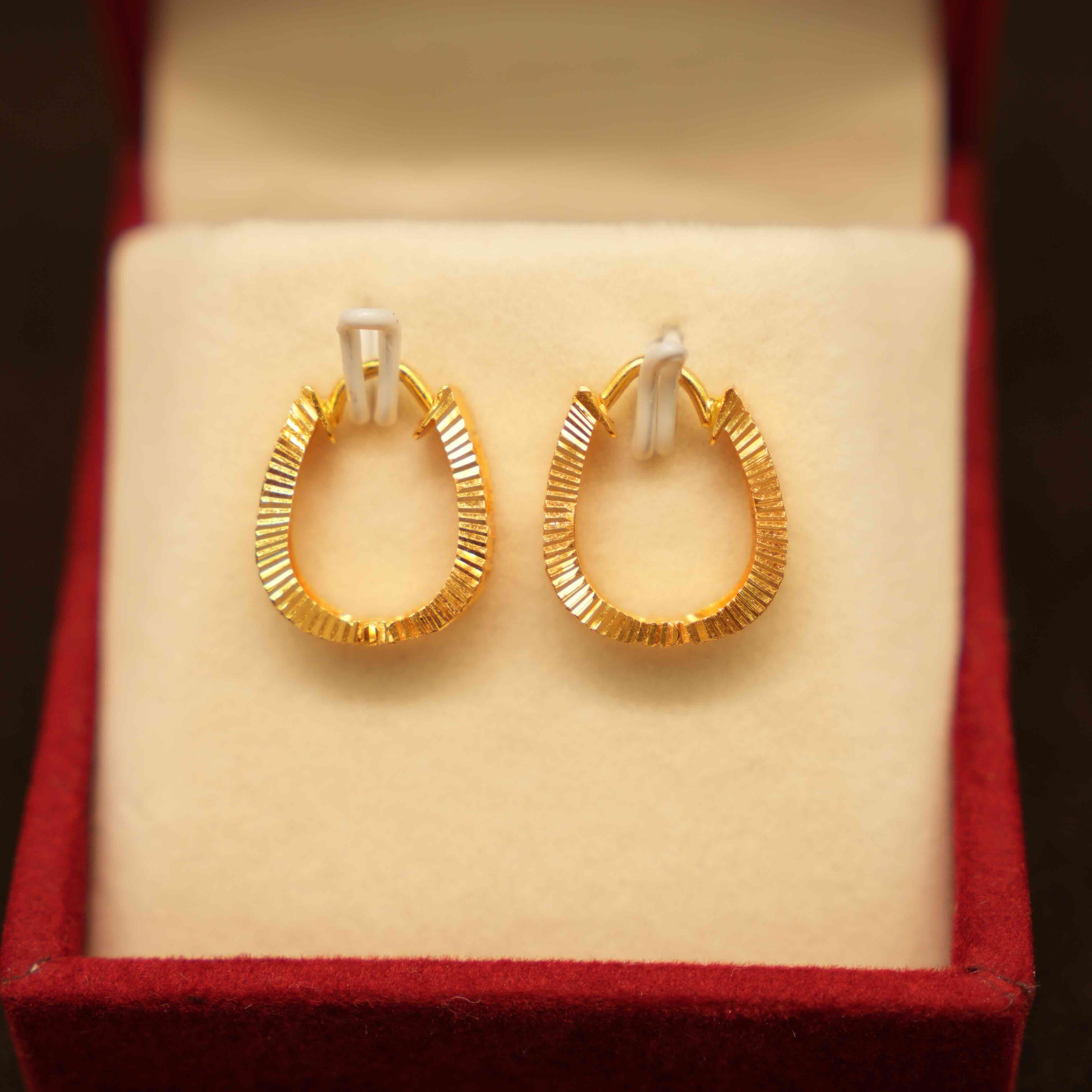 22K Gold Designer Hoop Earrings
