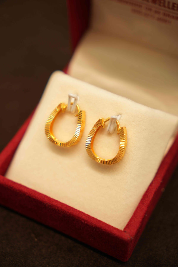 22K Gold Designer Hoop Earrings