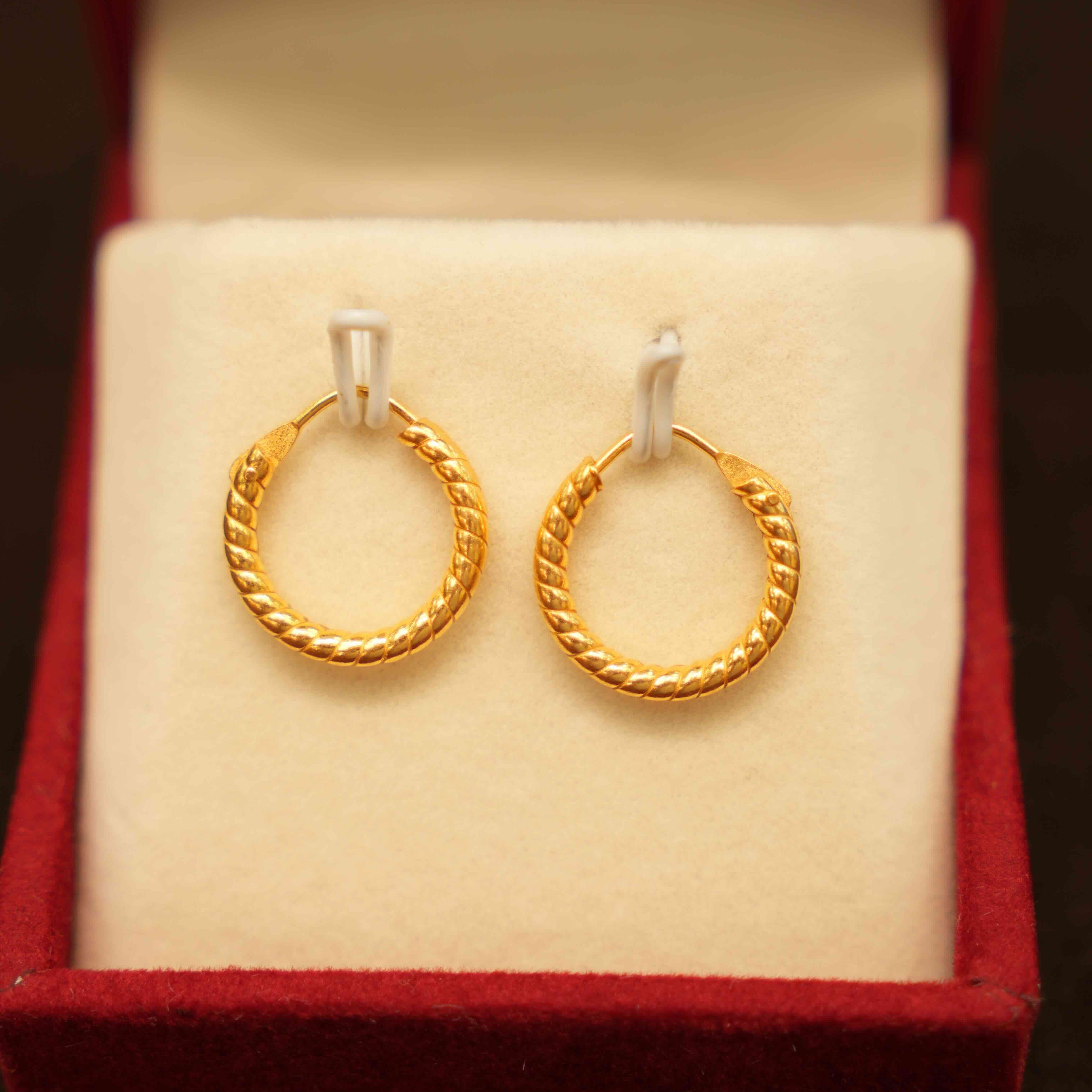 22K Gold Designer Hoop Earrings