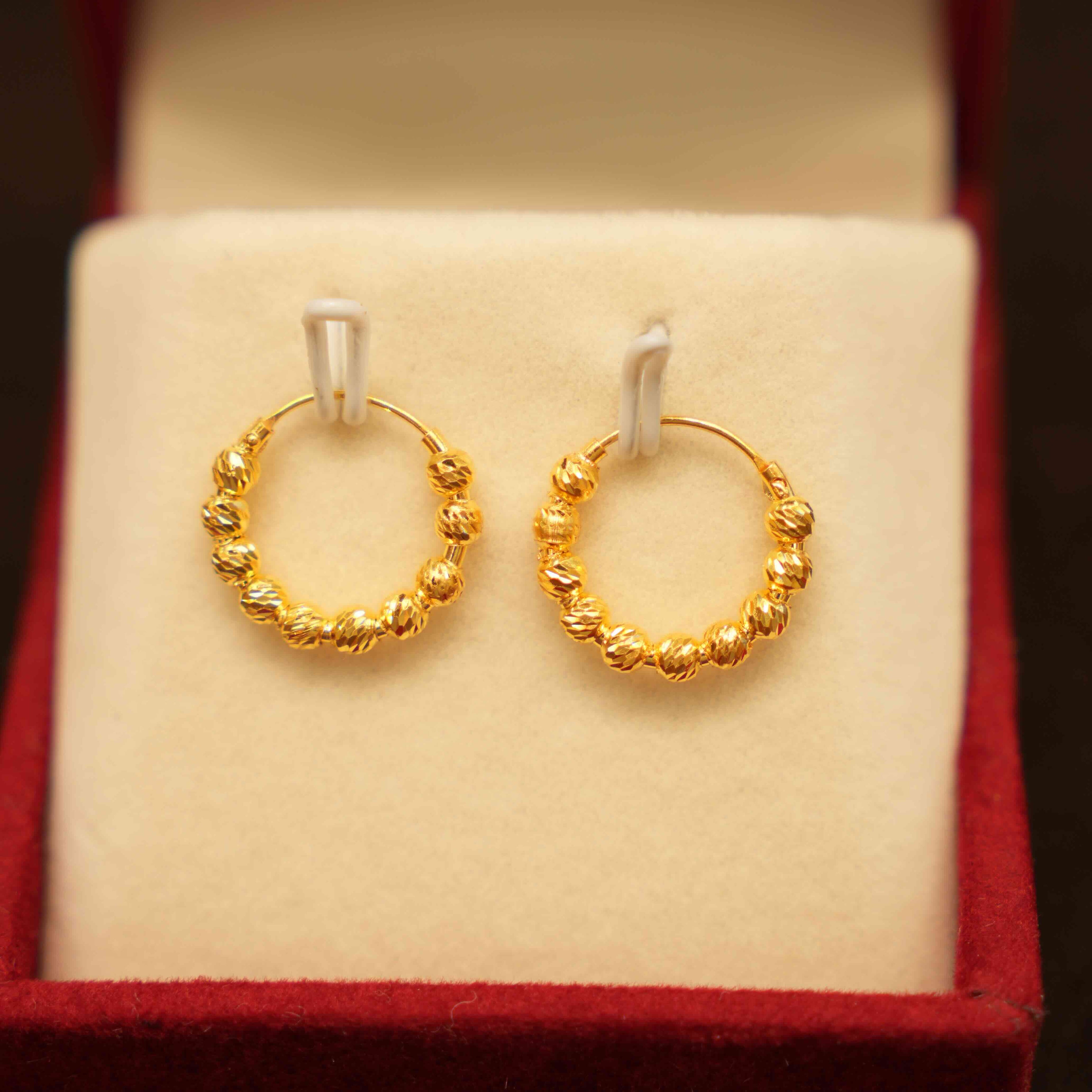 22K Gold Designer Hoop Earrings