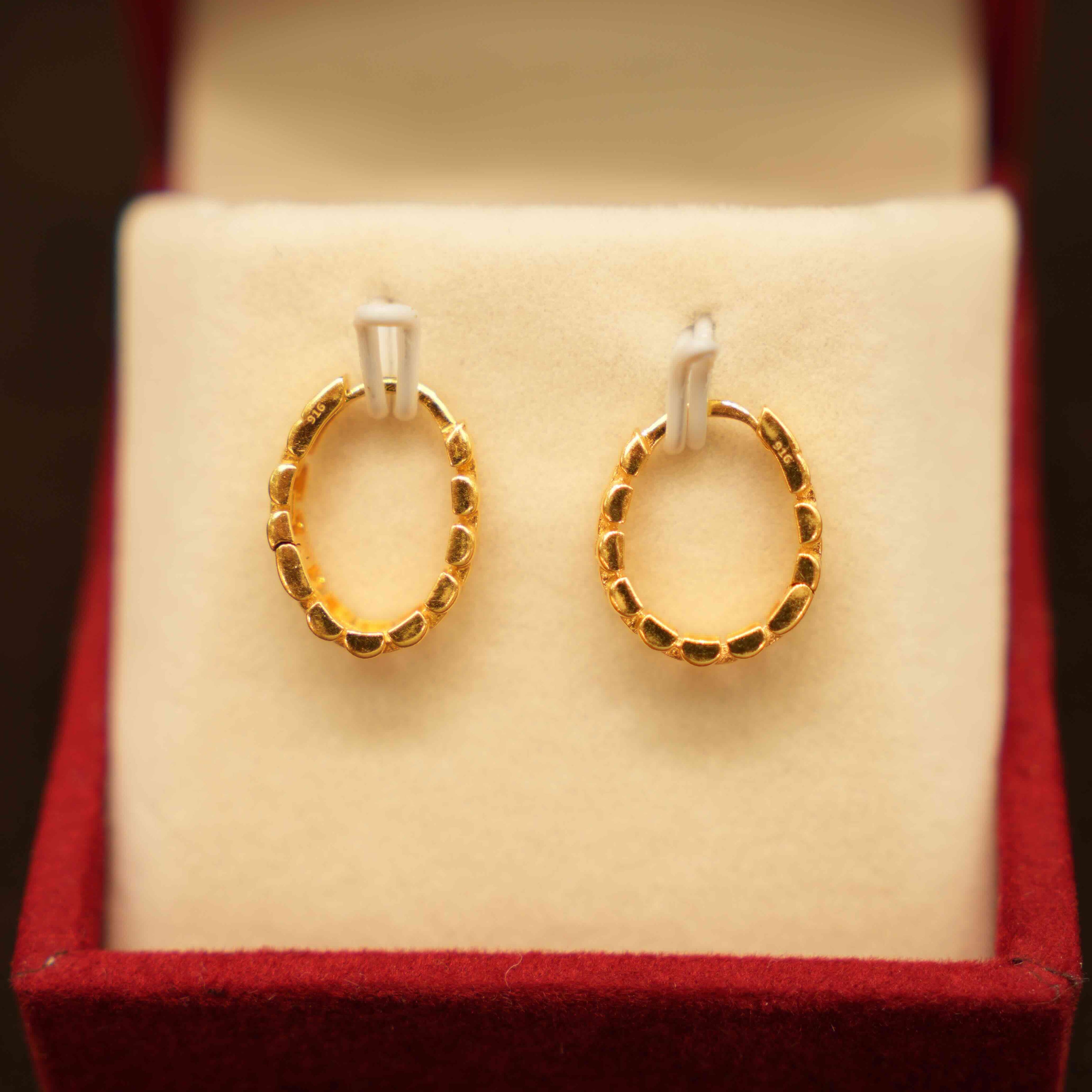 22K Gold Designer Hoop Earrings