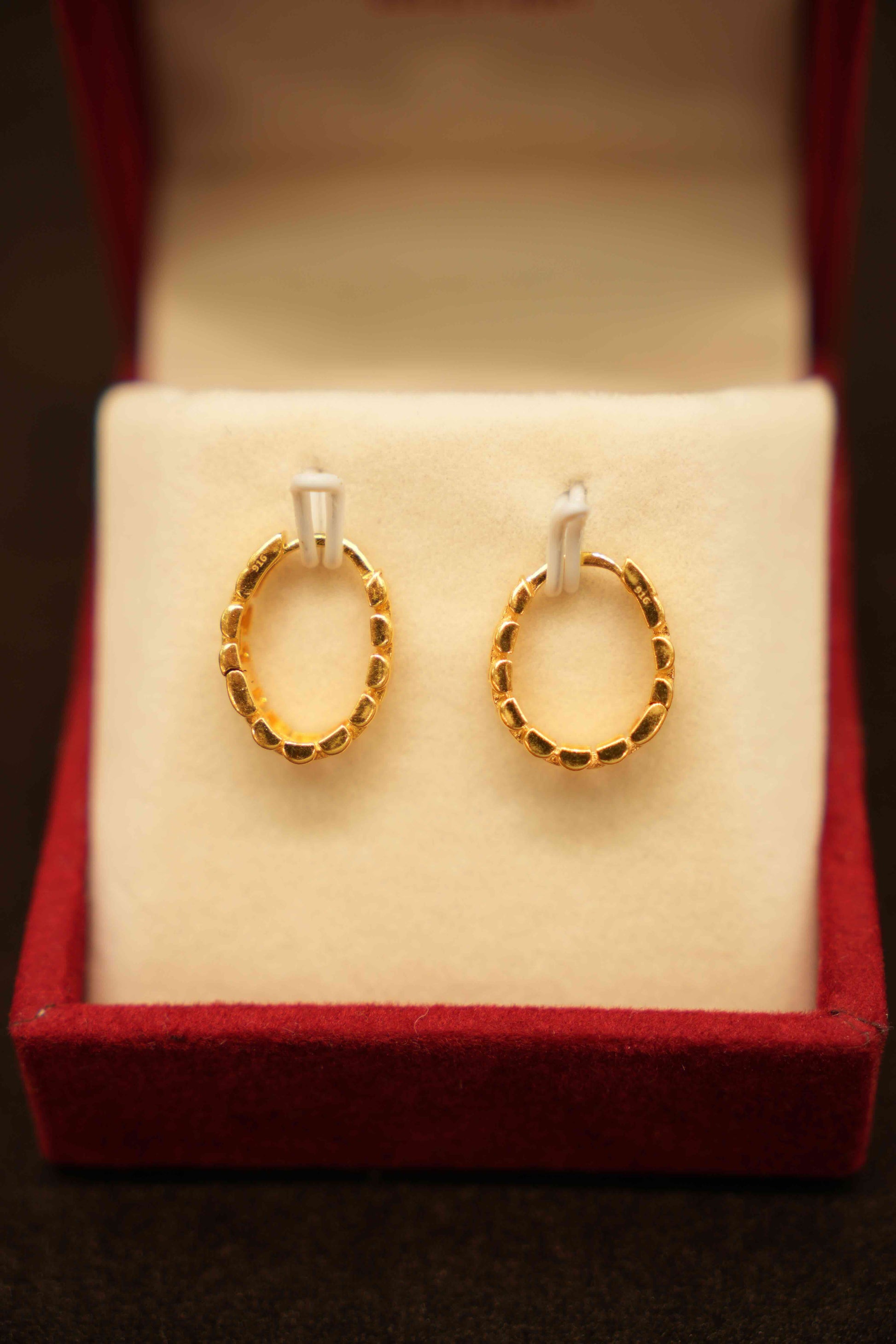 22K Gold Designer Hoop Earrings