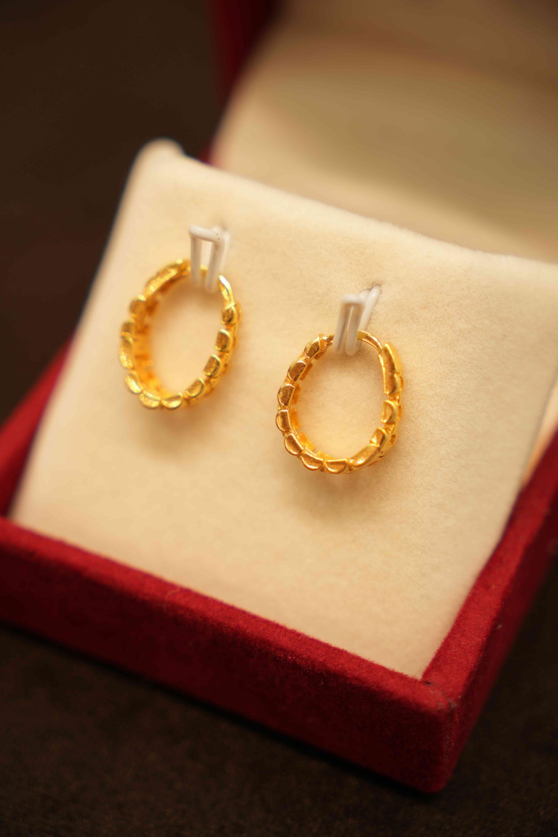 22K Gold Designer Hoop Earrings