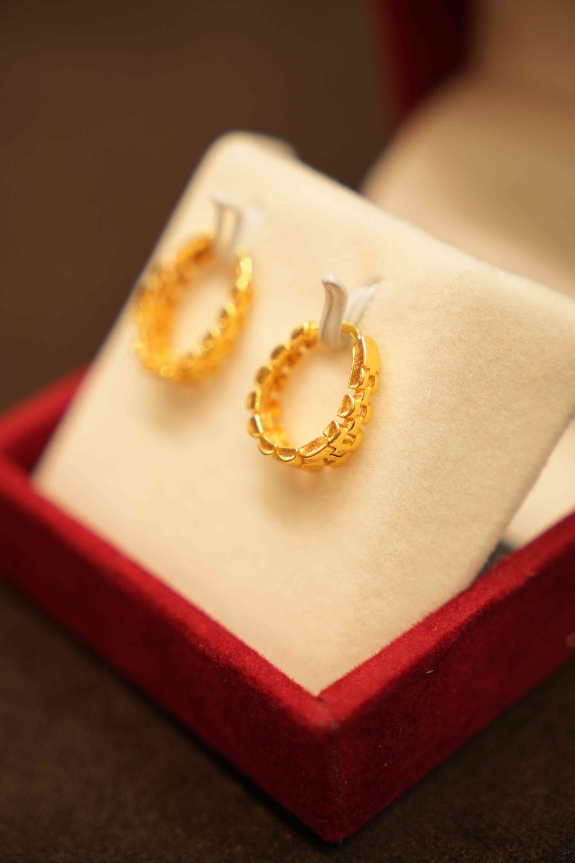 22K Gold Designer Hoop Earrings