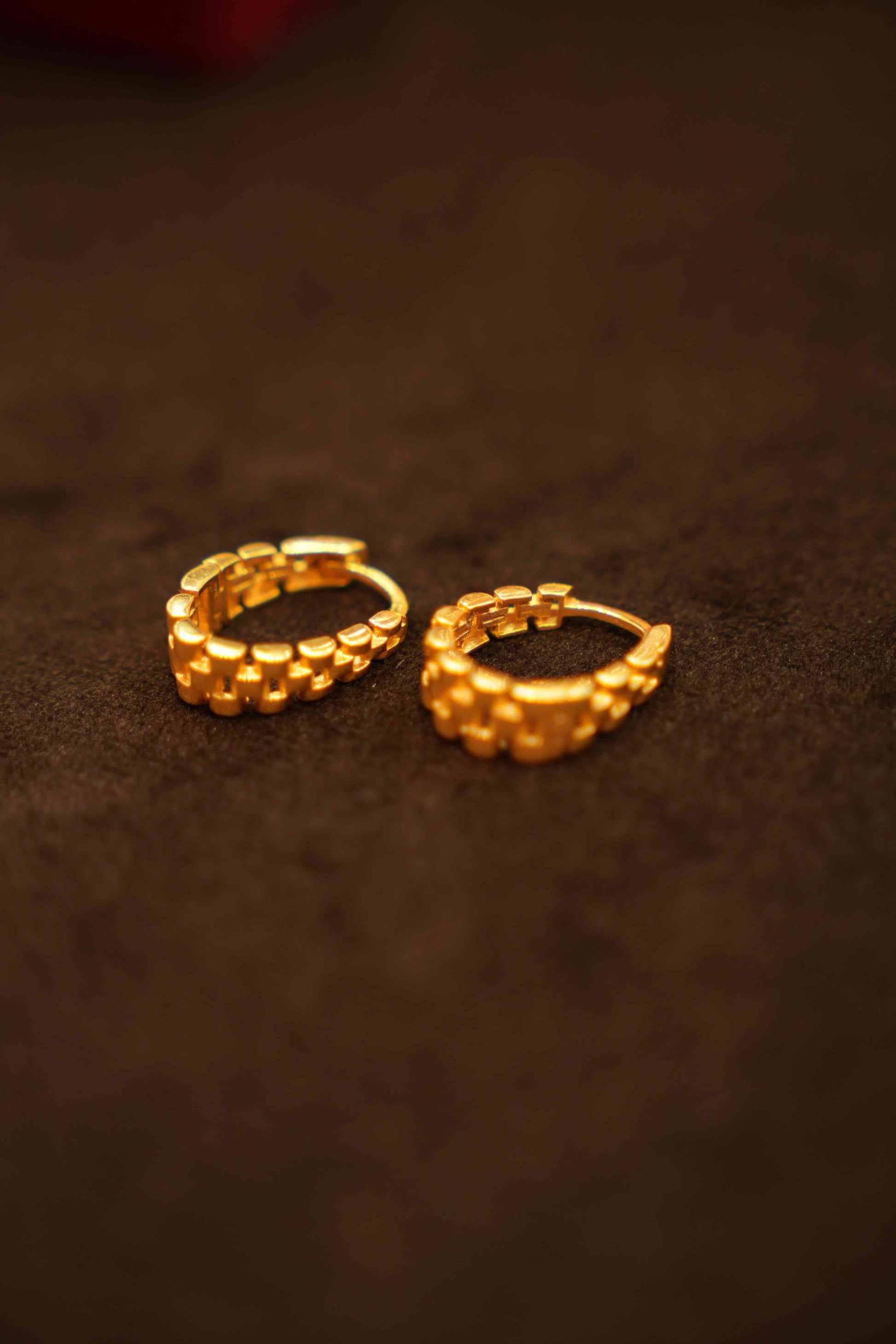 22K Gold Designer Hoop Earrings