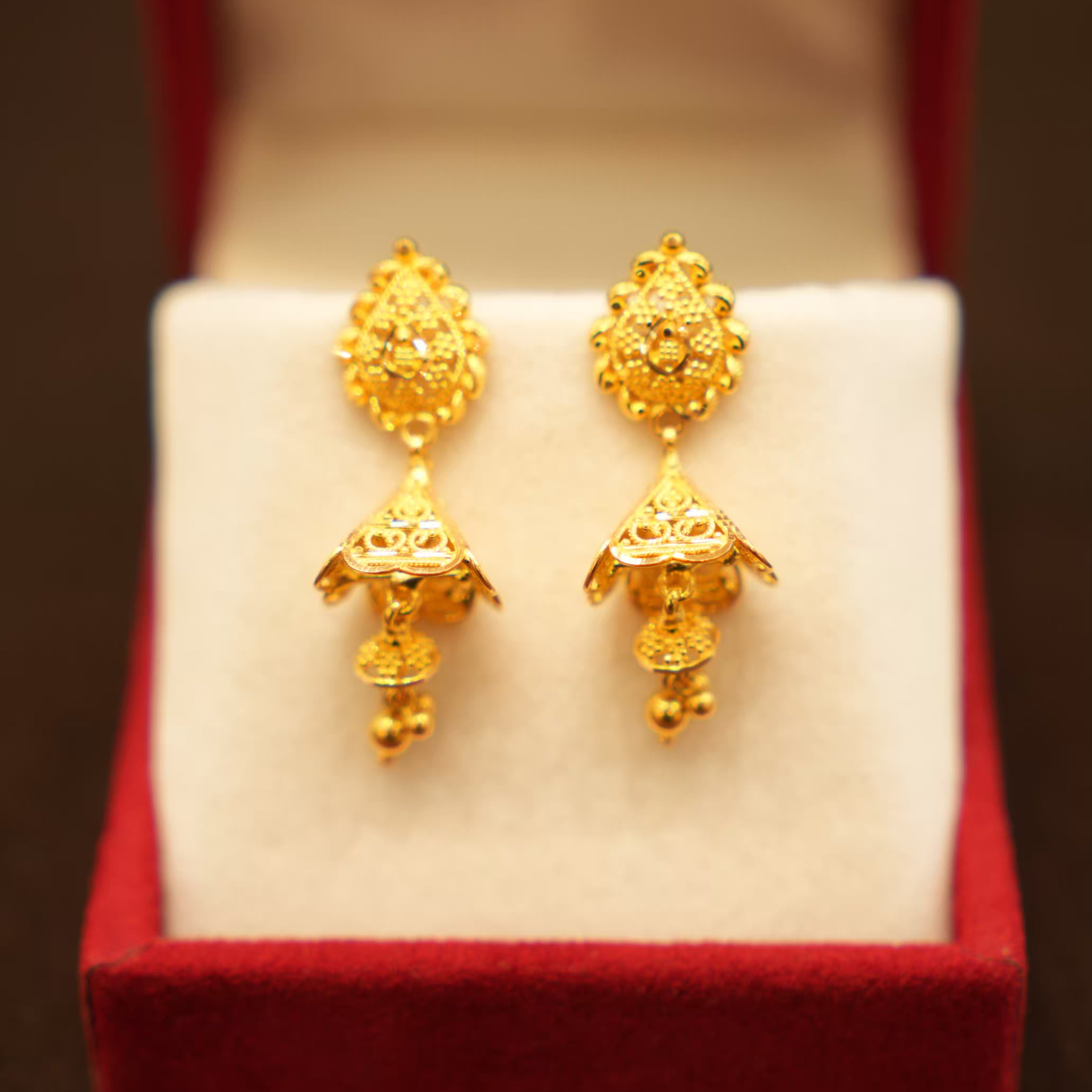 22K Gold Designer Jhumka Earrings