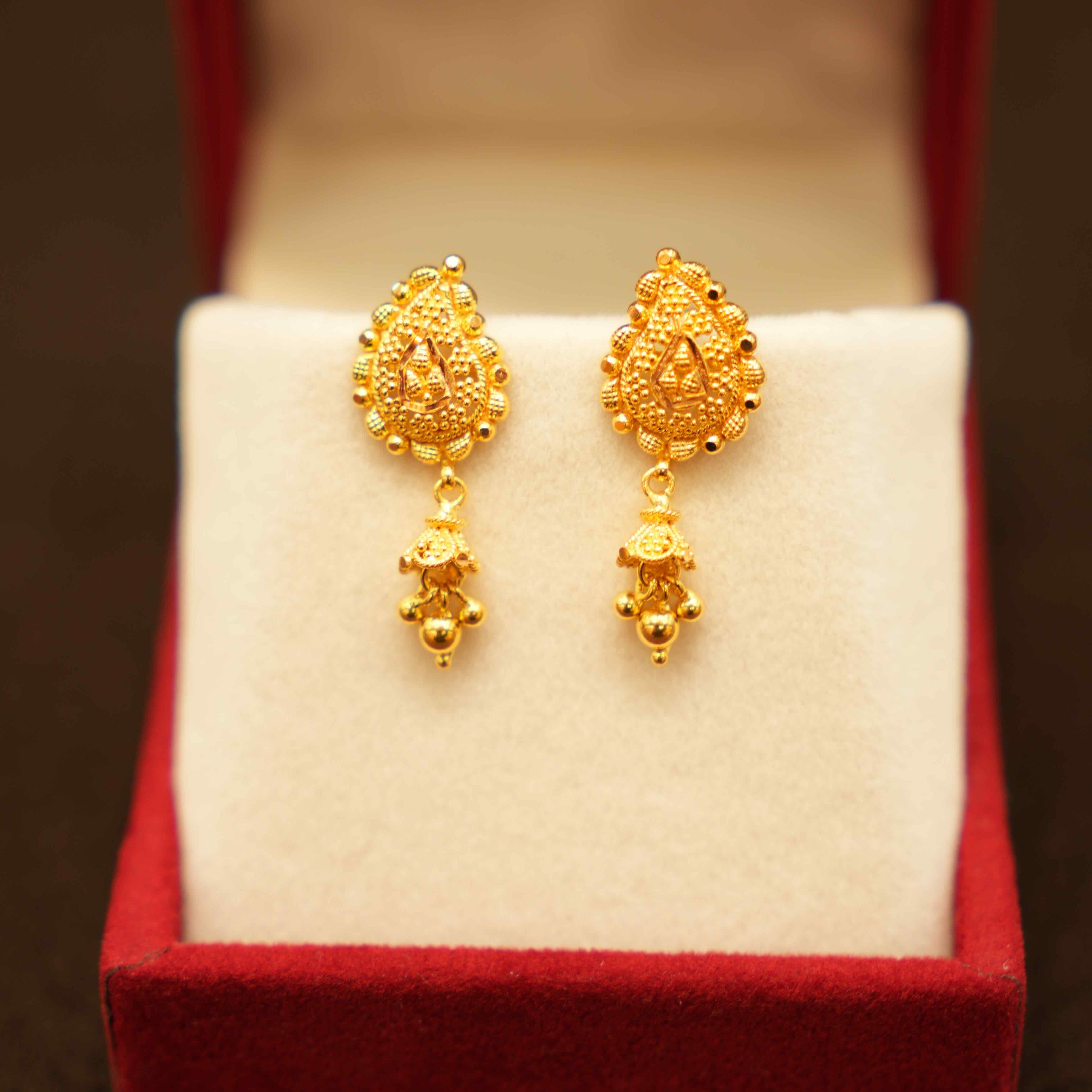 22K Gold Designer Hanging Earrings