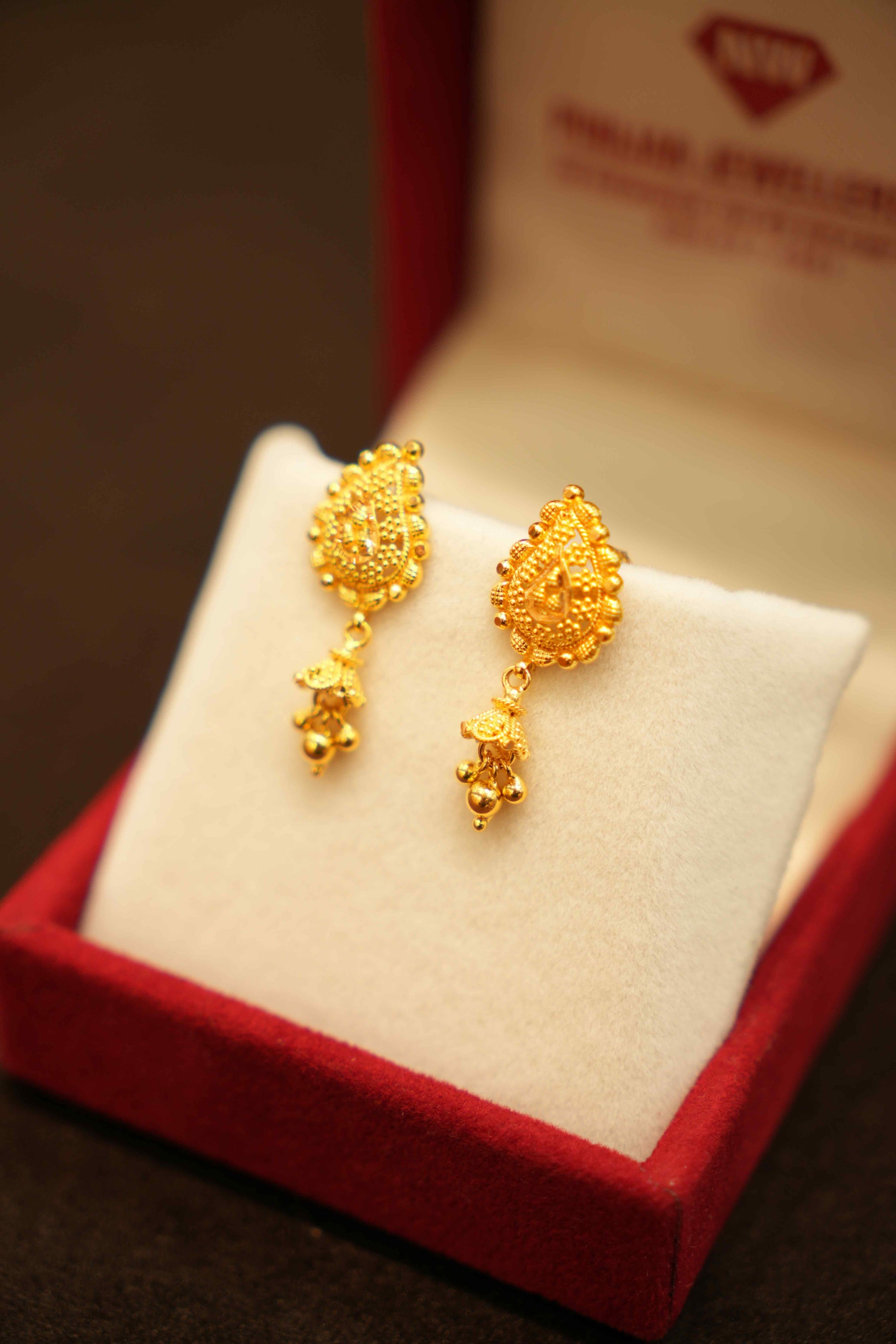 22K Gold Designer Hanging Earrings