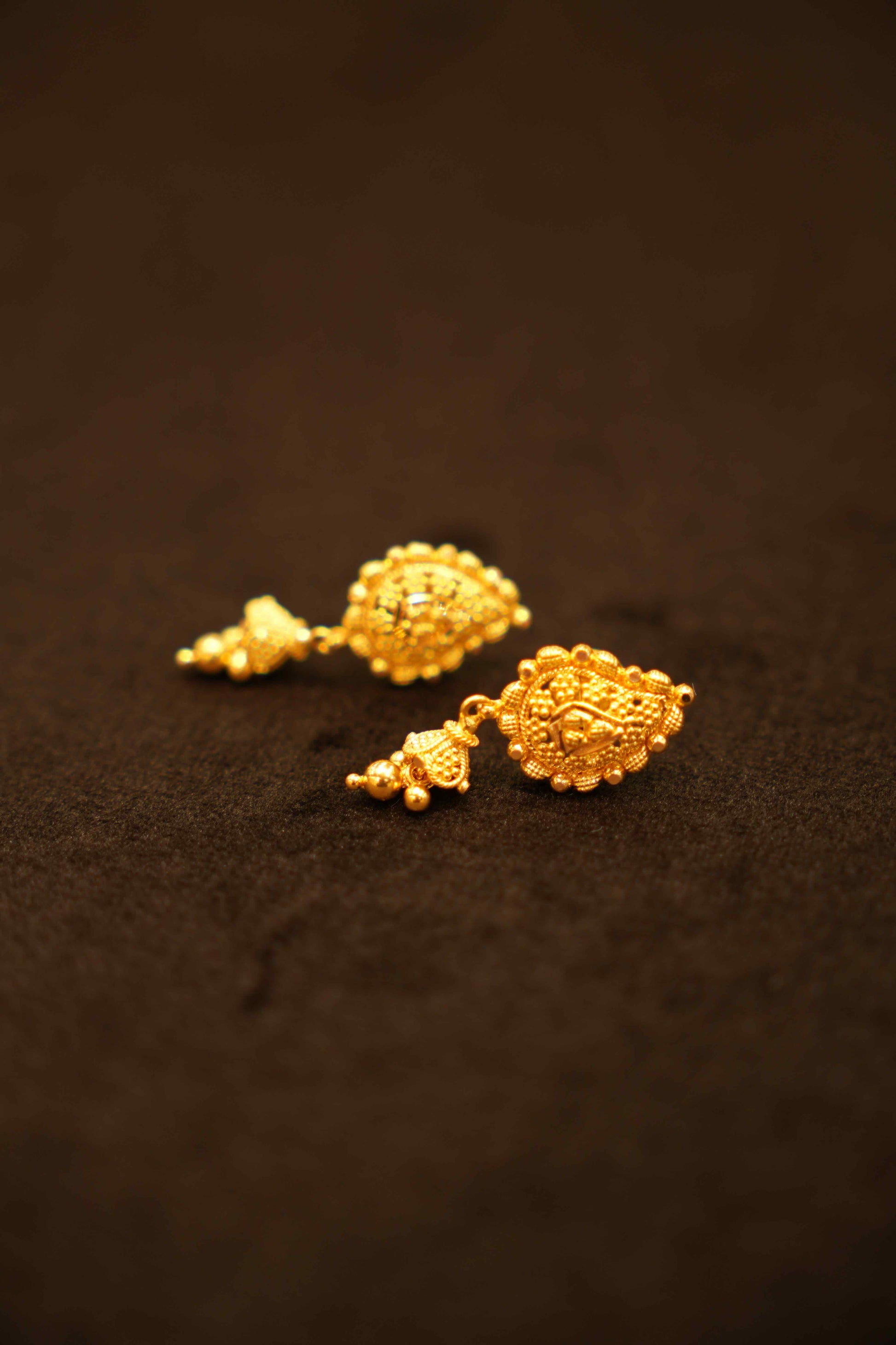22K Gold Designer Hanging Earrings