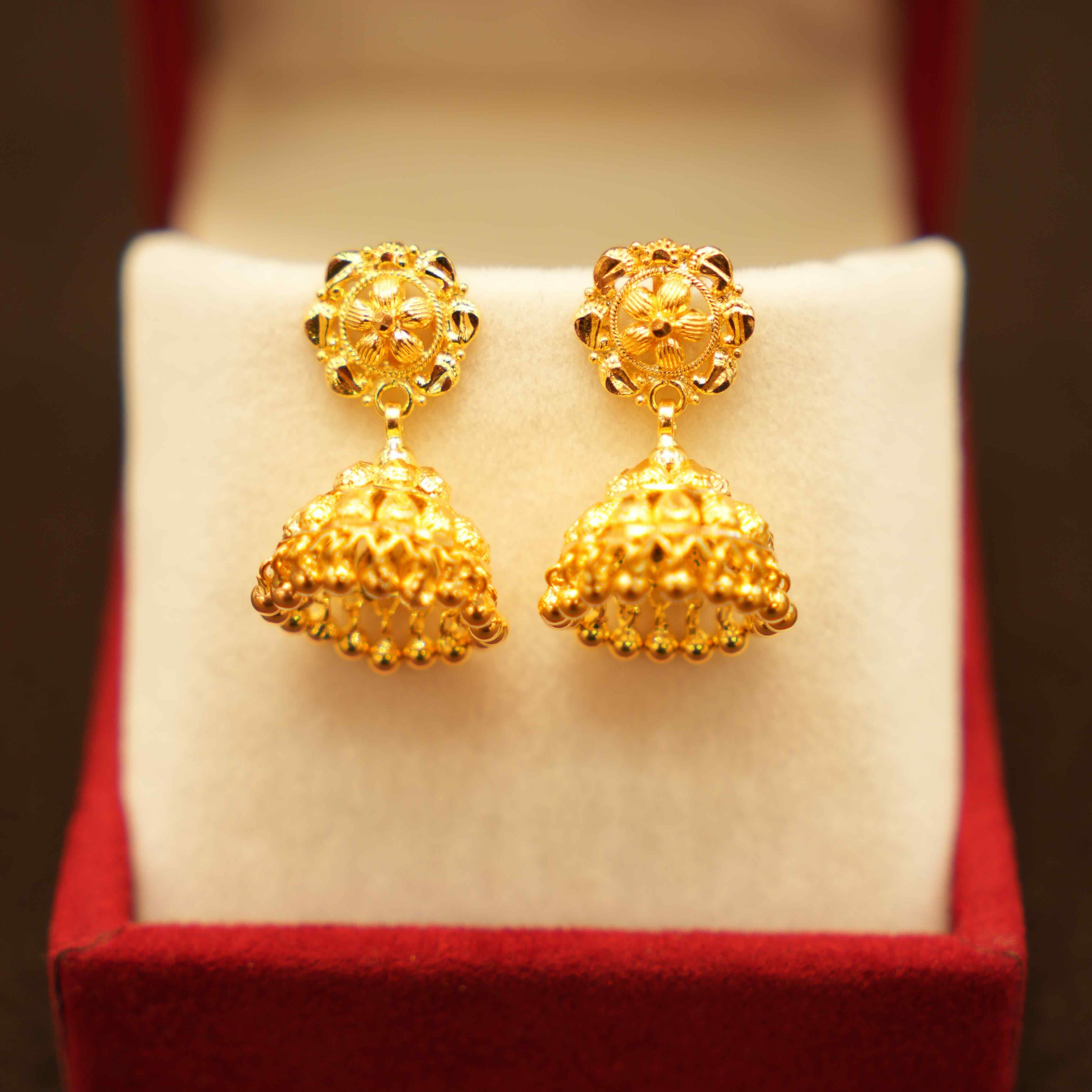 22K Gold Designer Jhumka Earrings