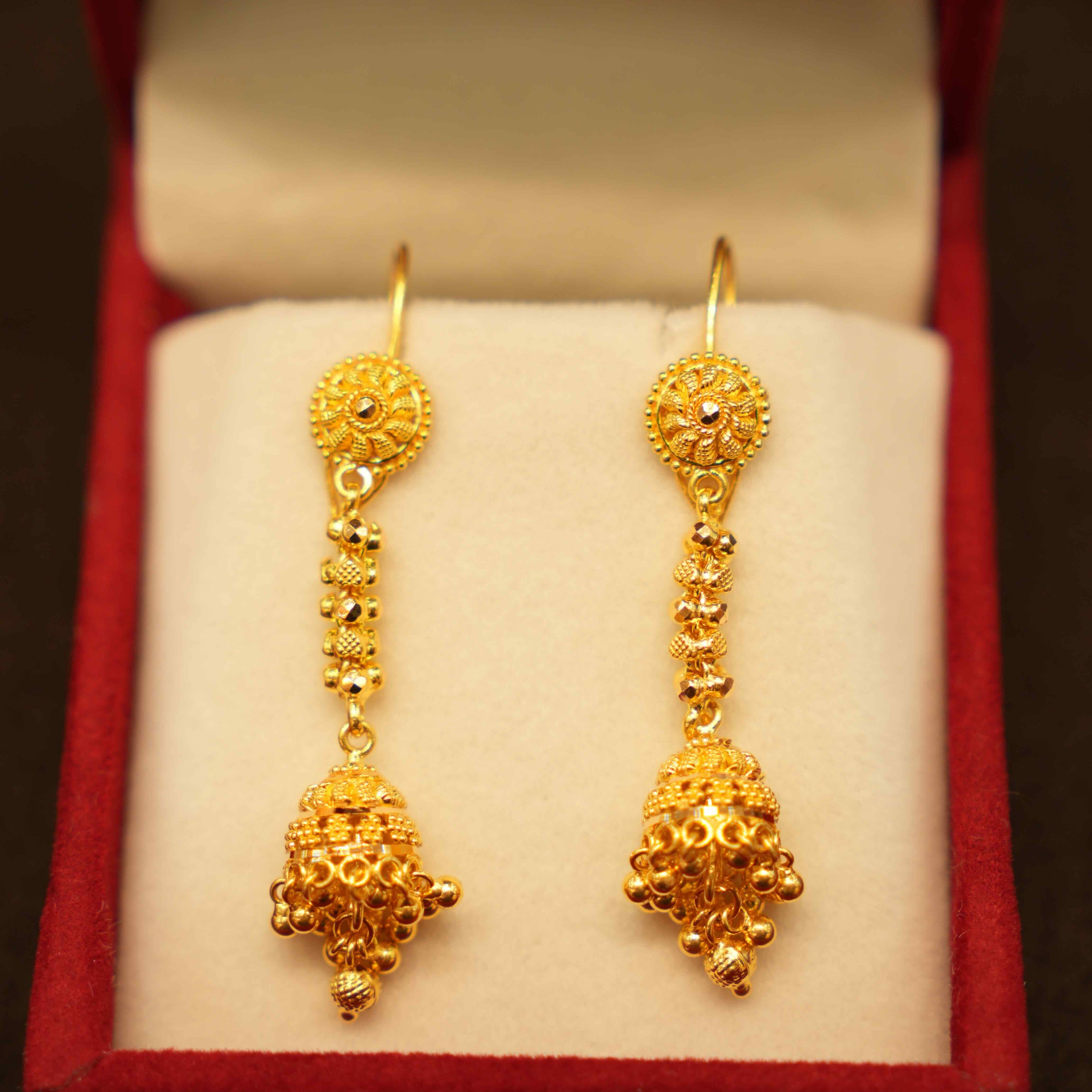 22K Gold Designer Jhumka Earrings