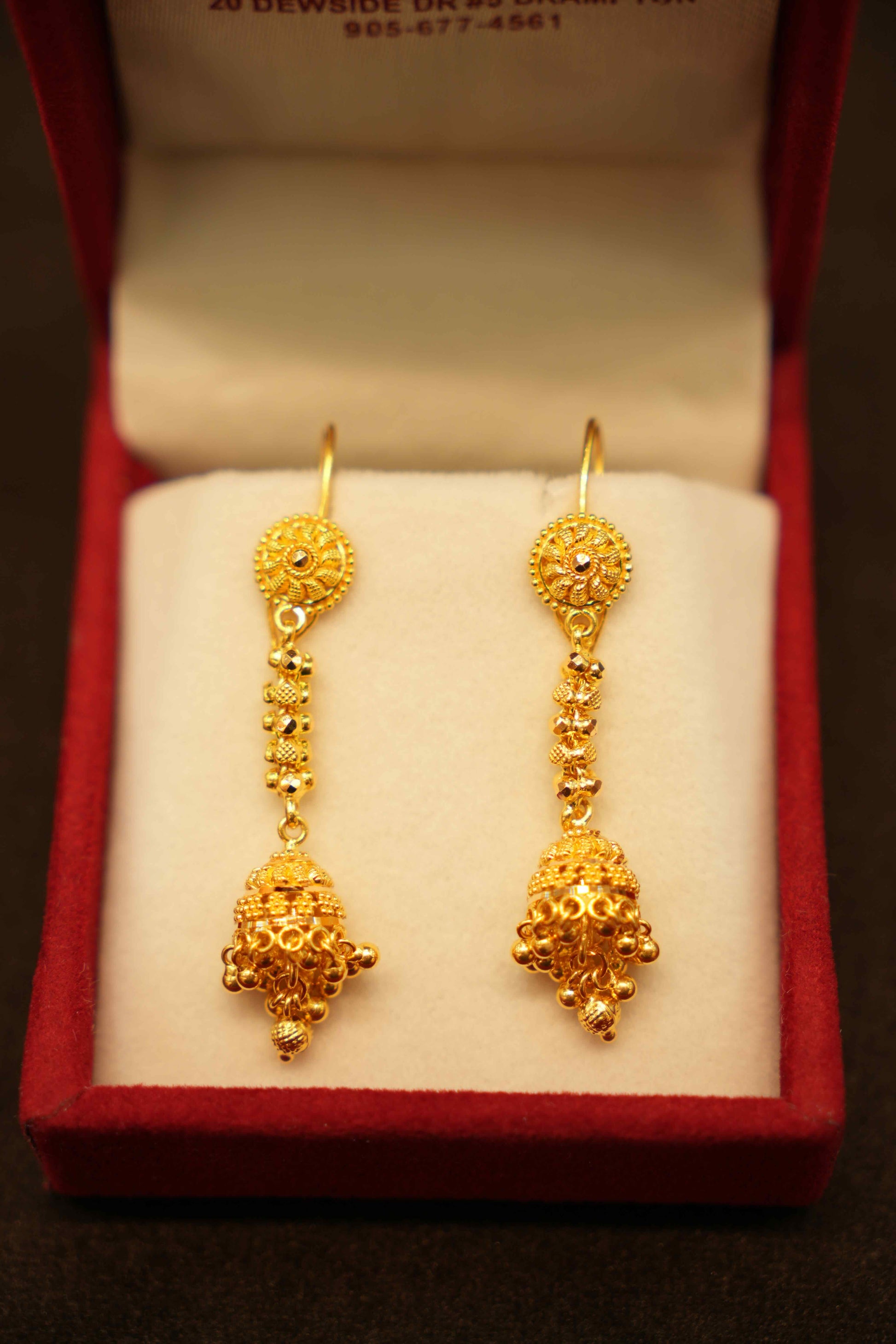 22K Gold Designer Jhumka Earrings