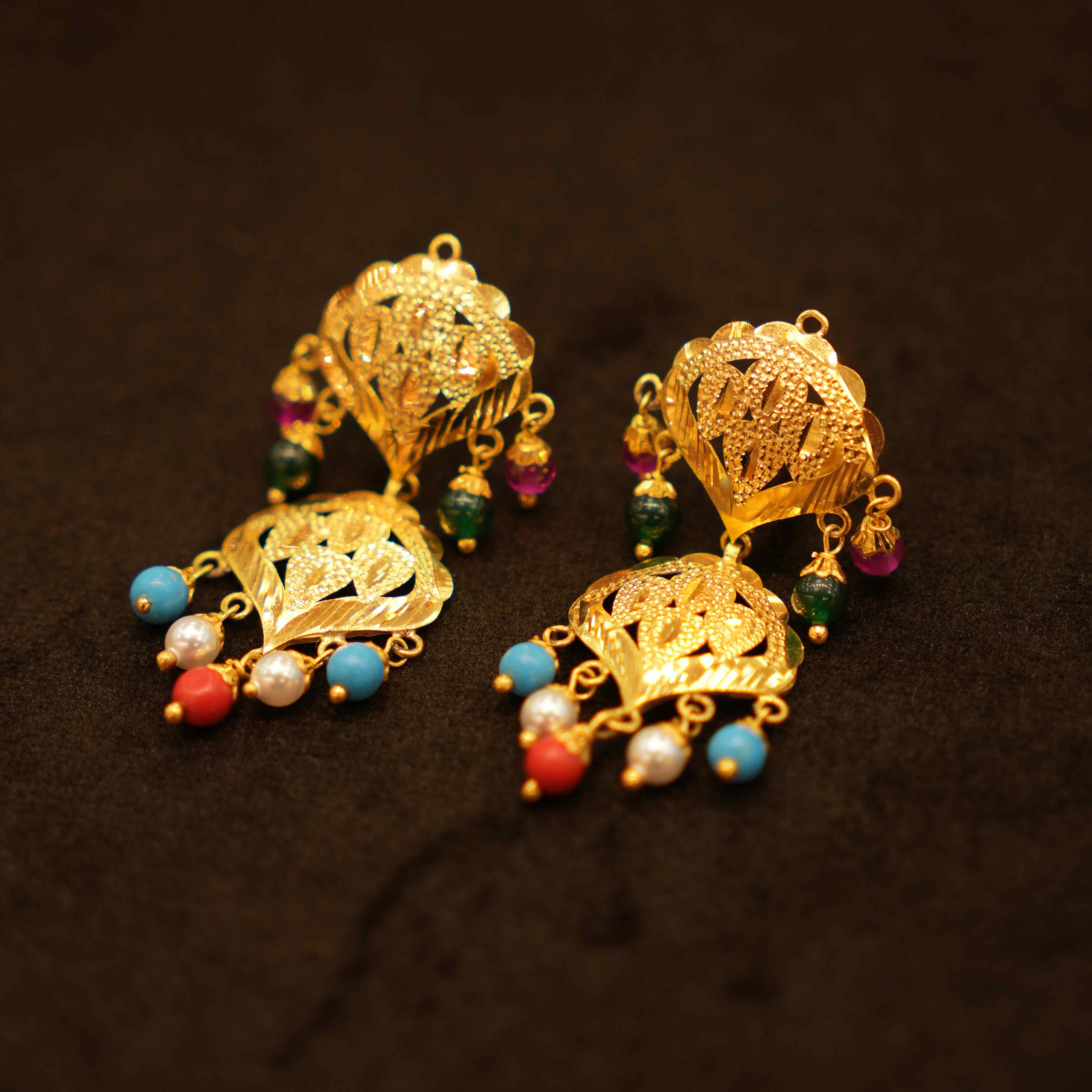22K Gold Ladies Dangling Earrings