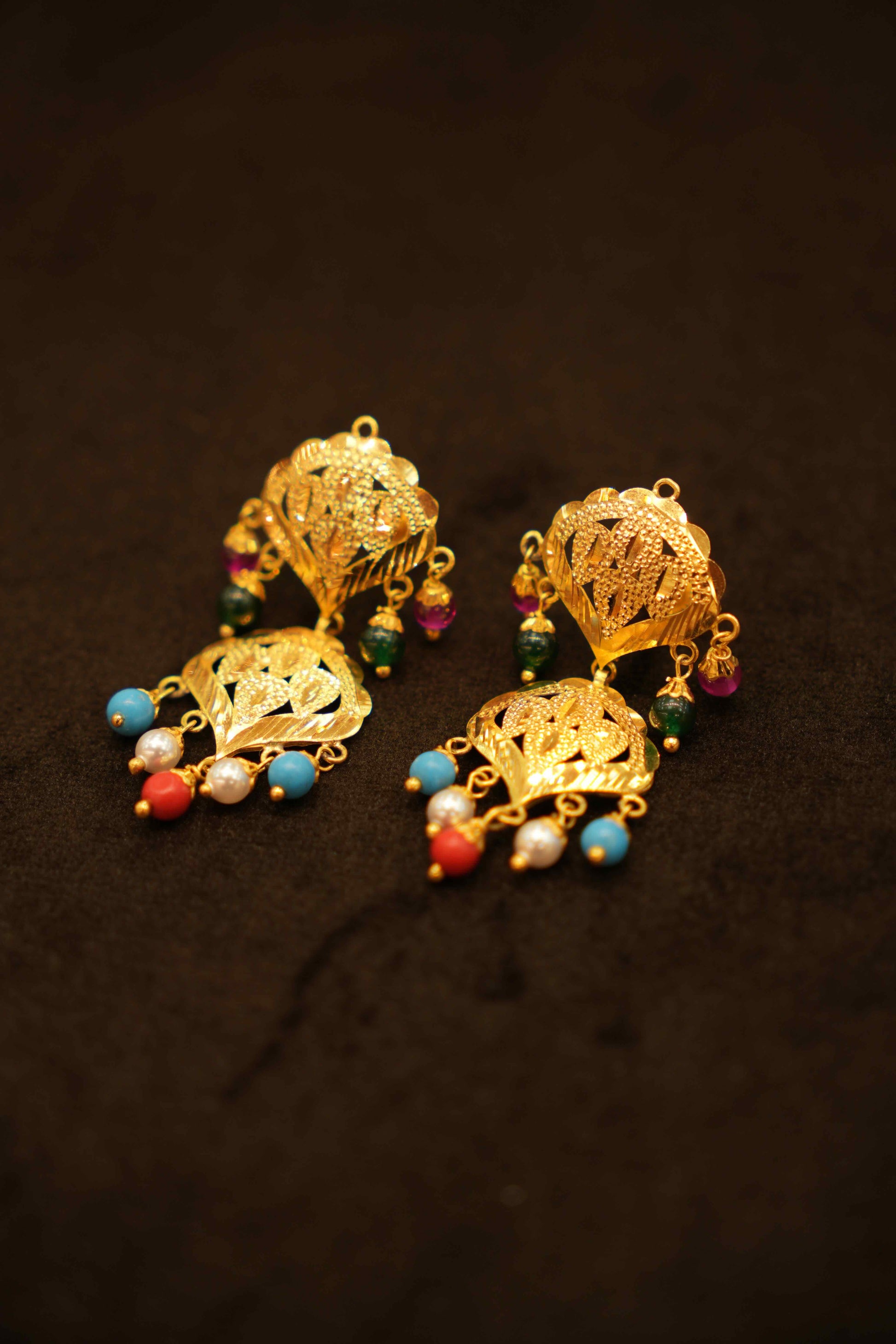 22K Gold Ladies Dangling Earrings