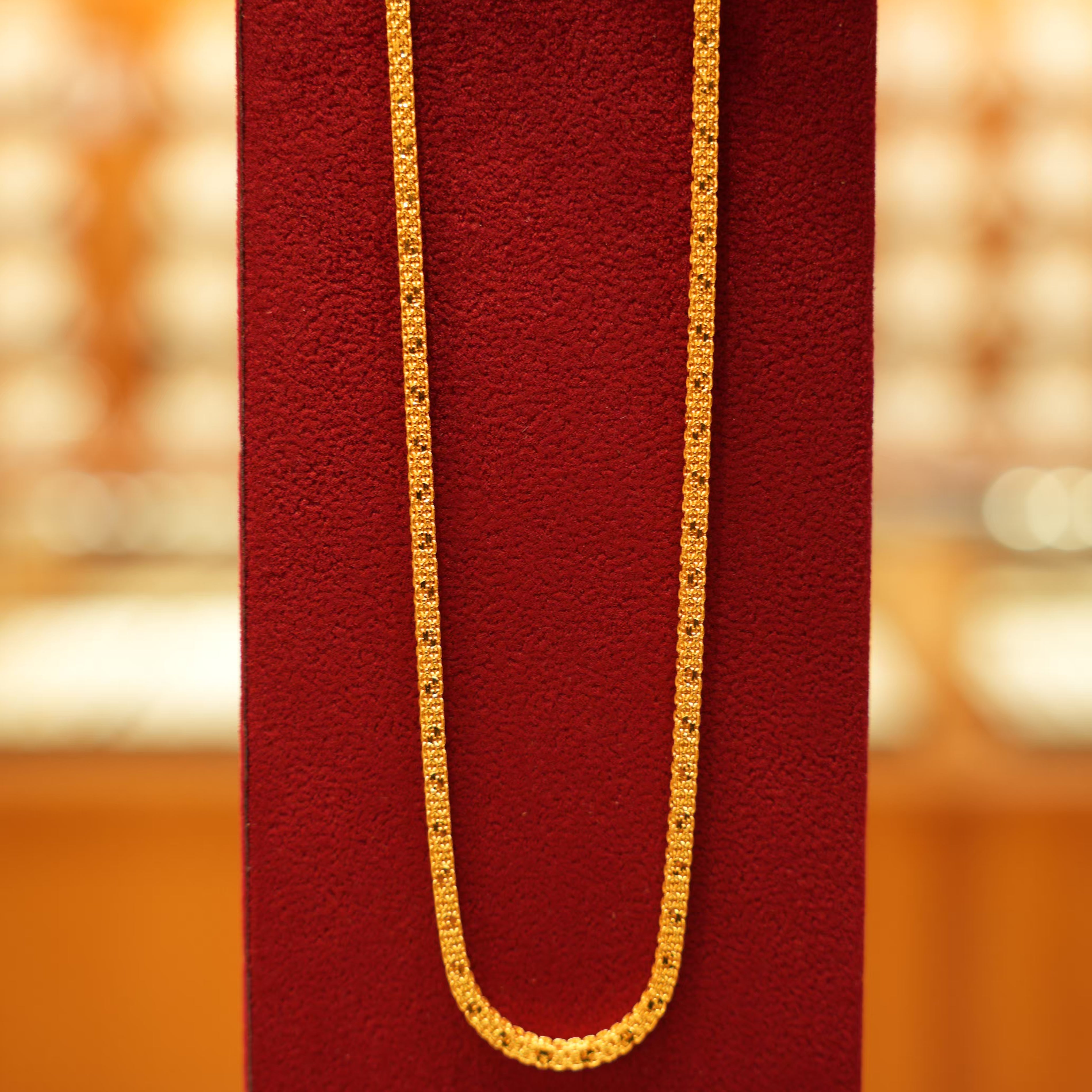 22K Gold Designer Men's Square Chain (20 Inches)