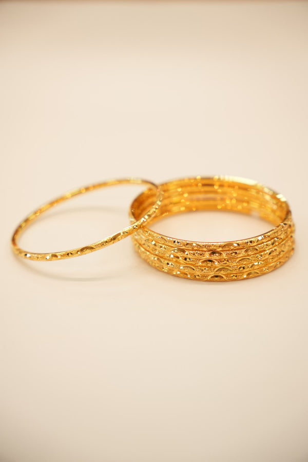 22K Gold Floral Ladies Bangle Set