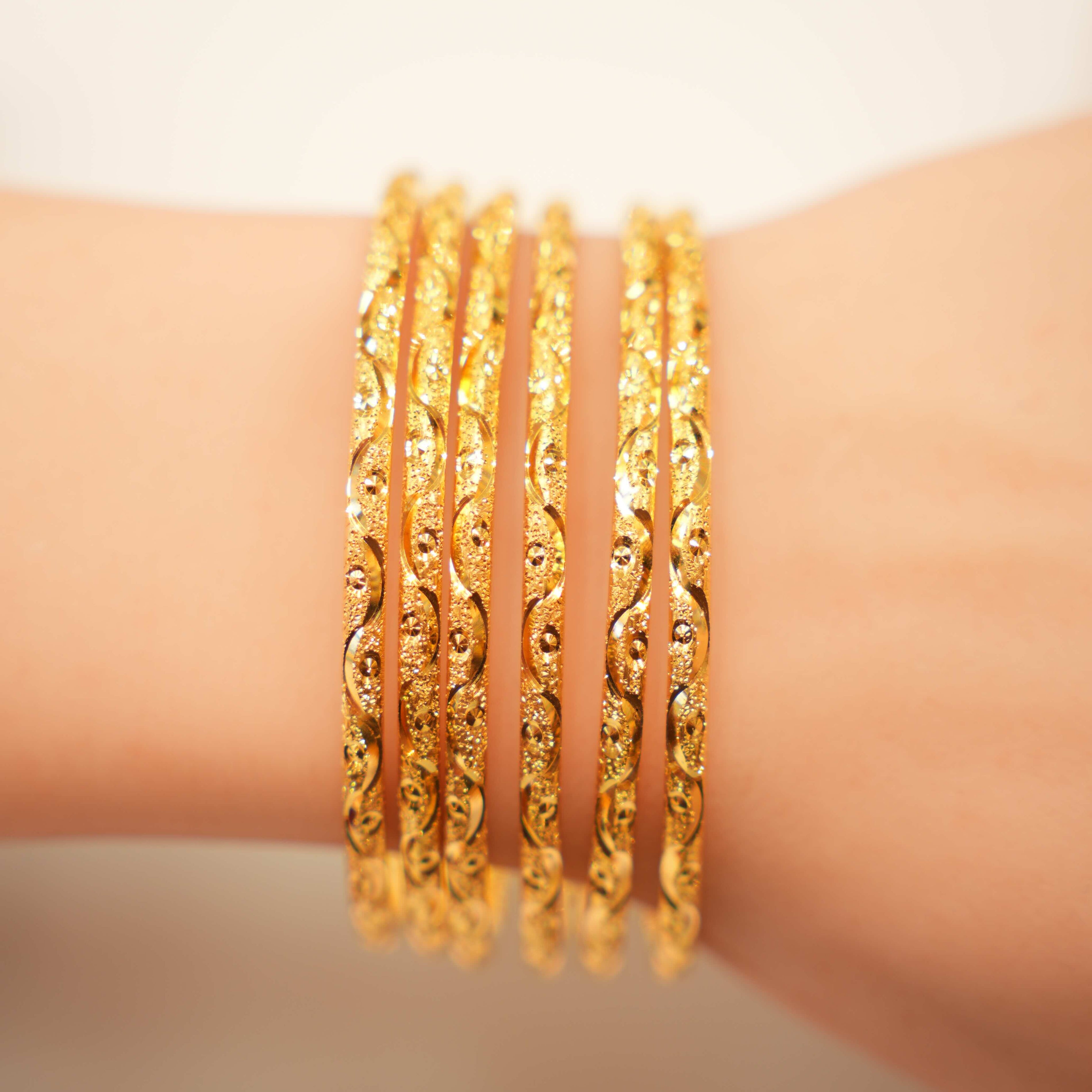 22K Gold Floral Ladies Bangle Set
