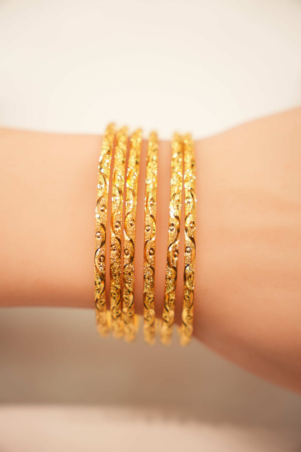 22K Gold Floral Ladies Bangle Set