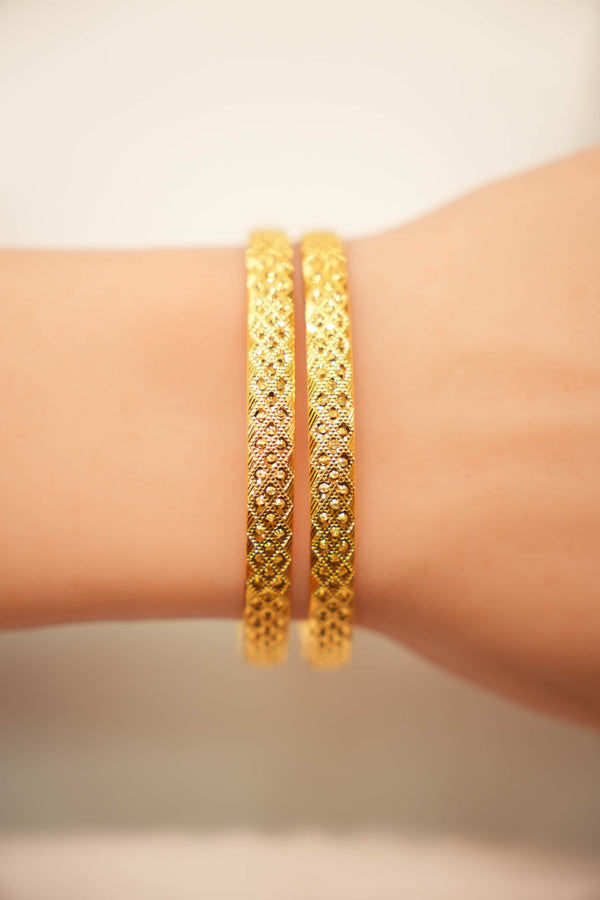 22K Gold Modern Ladies Bangles (2 Pieces)
