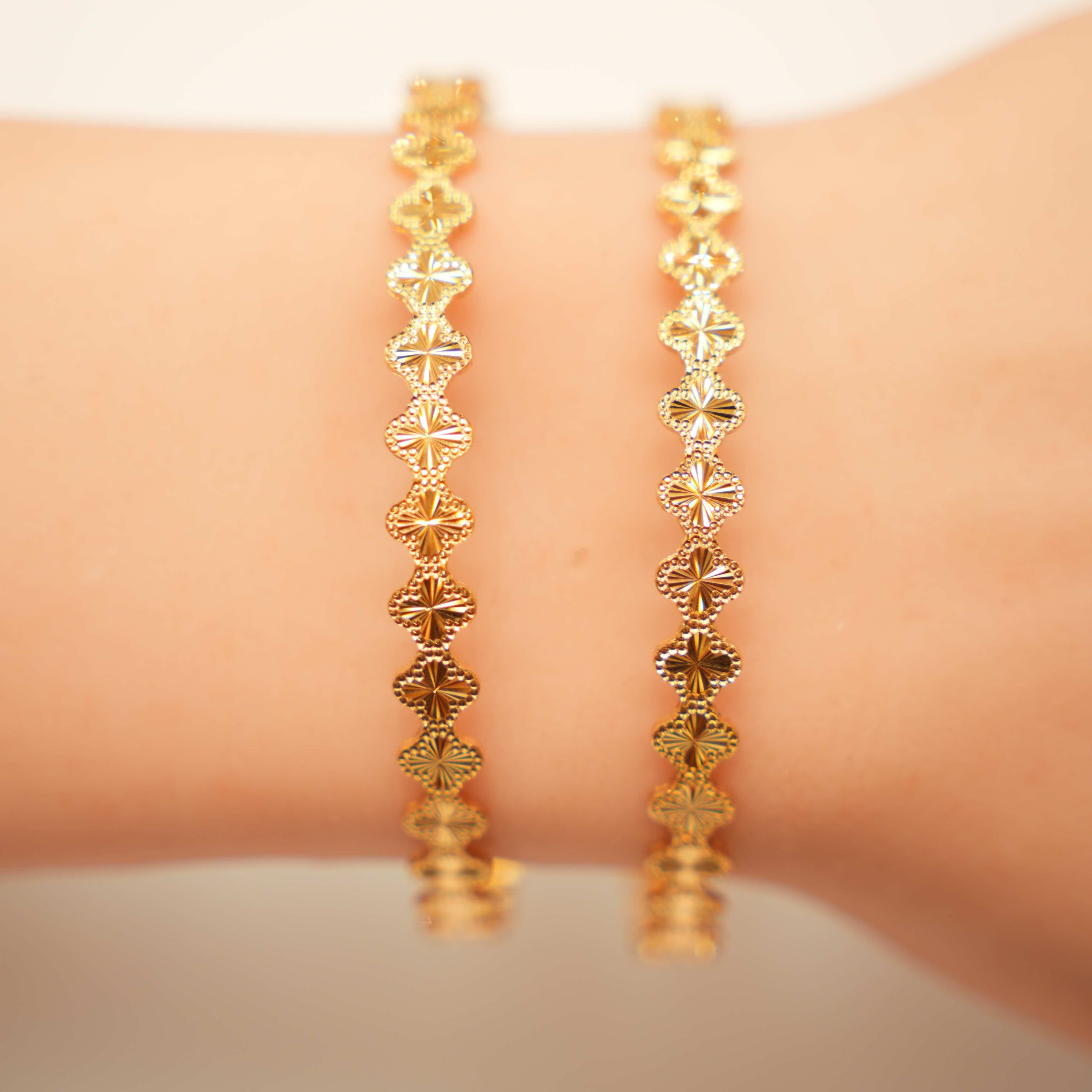 22K Gold Designer Clover Bangles