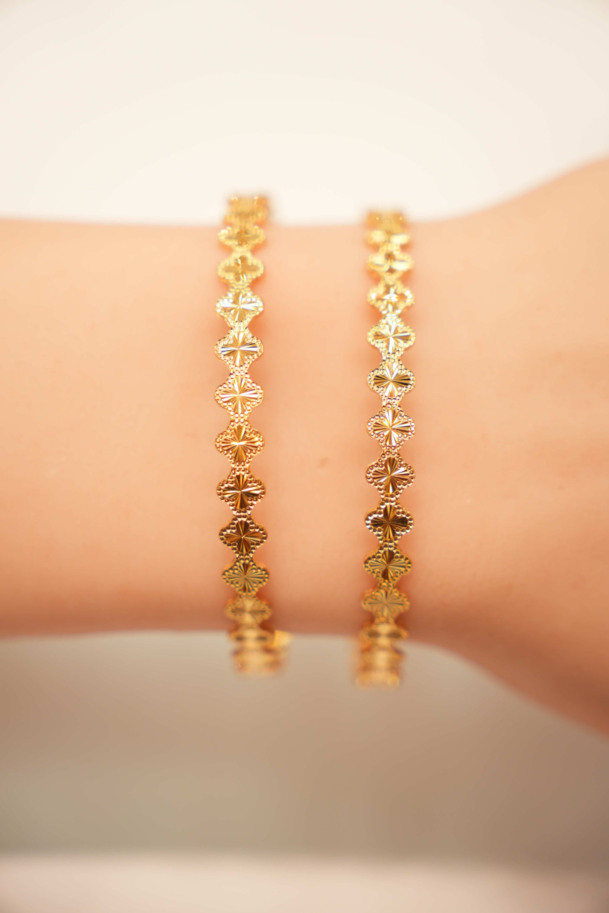 22K Gold Designer Clover Bangles
