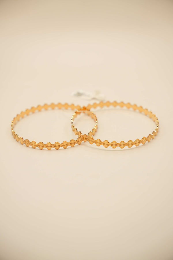 22K Gold Modern Clover Bangles