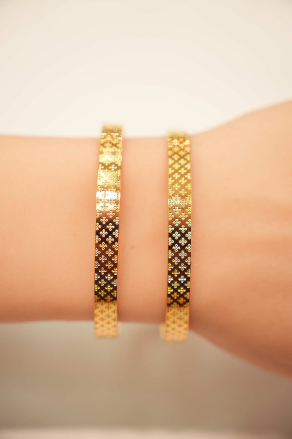 22K Gold Clover Designer Ladies Bangles