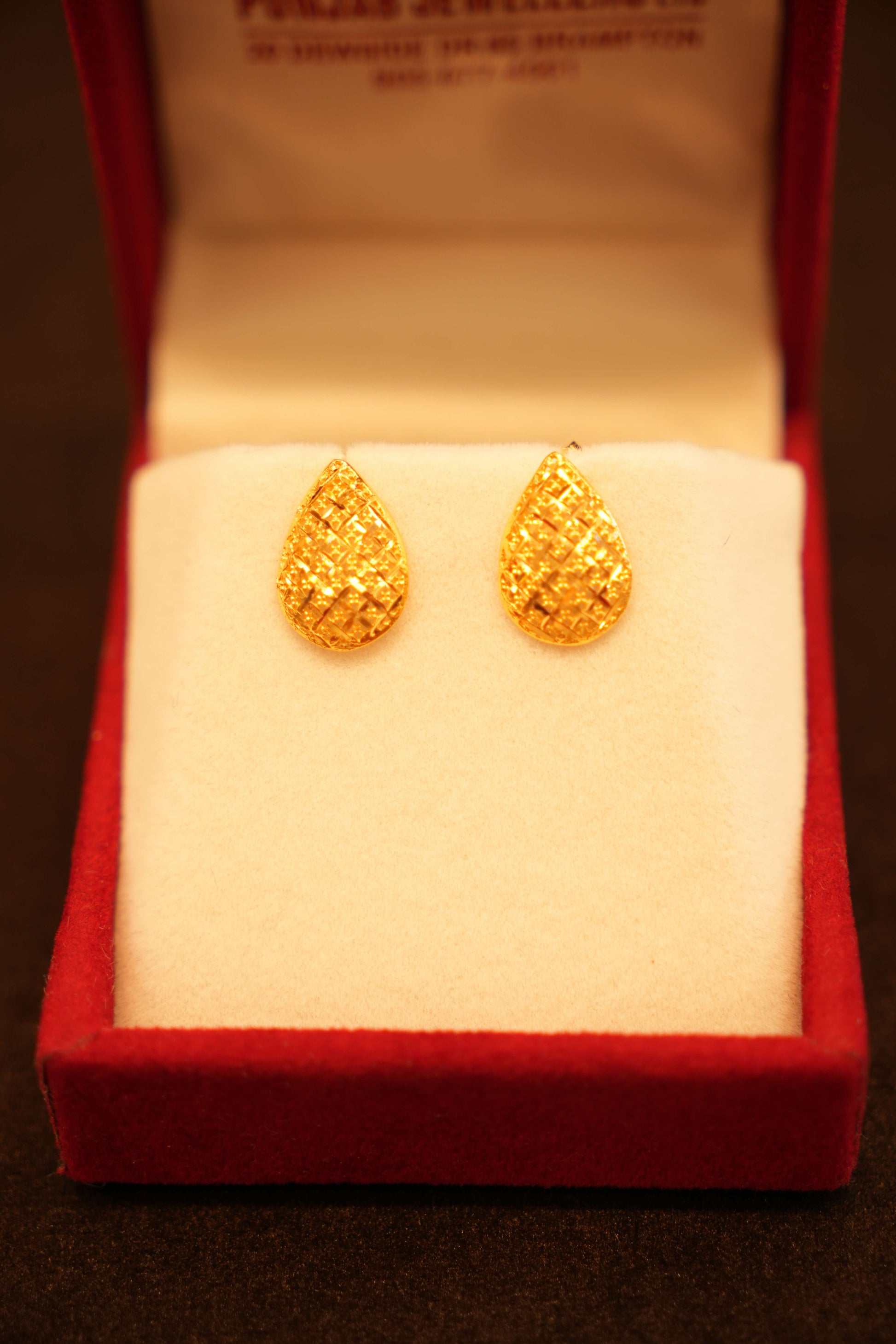 22K Gold Designer Teardrop Earrings