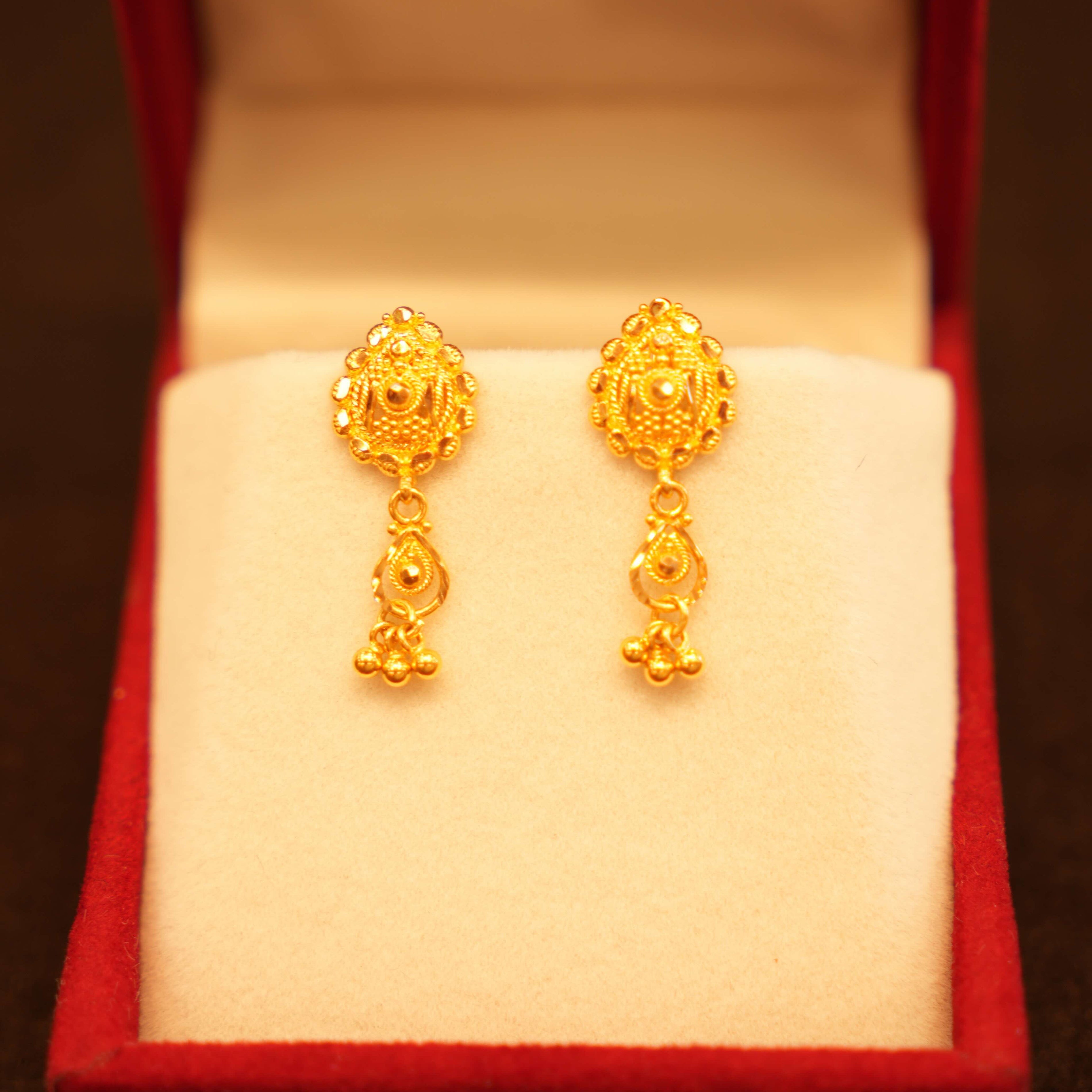 22K Gold Designer Hanging Earrings