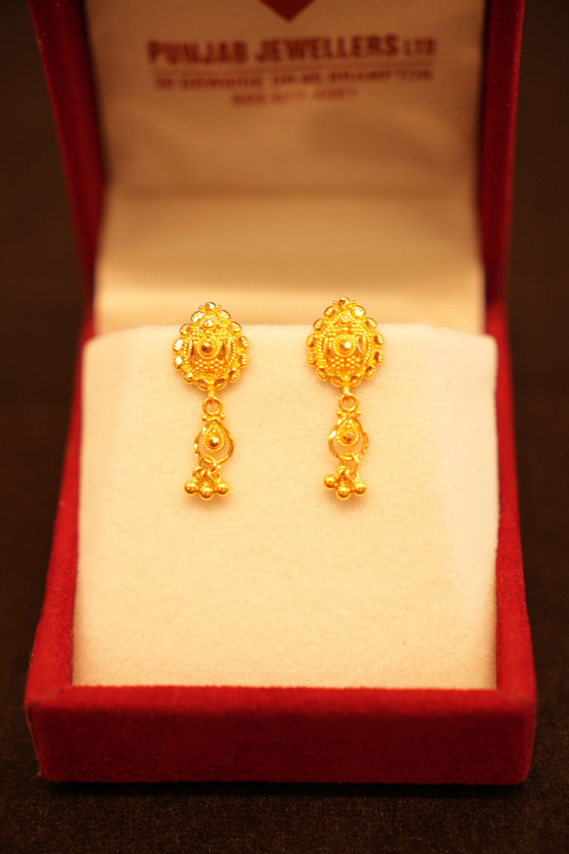 22K Gold Designer Hanging Earrings