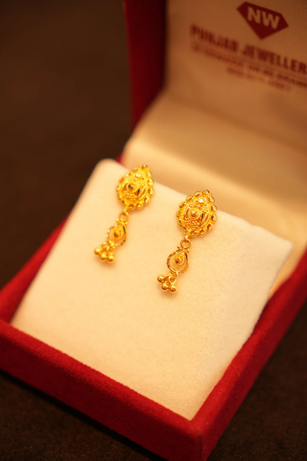 22K Gold Designer Hanging Earrings