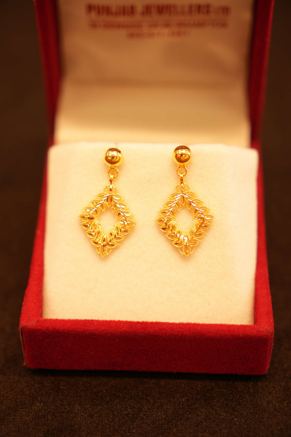 22K Gold Designer Hanging Earrings