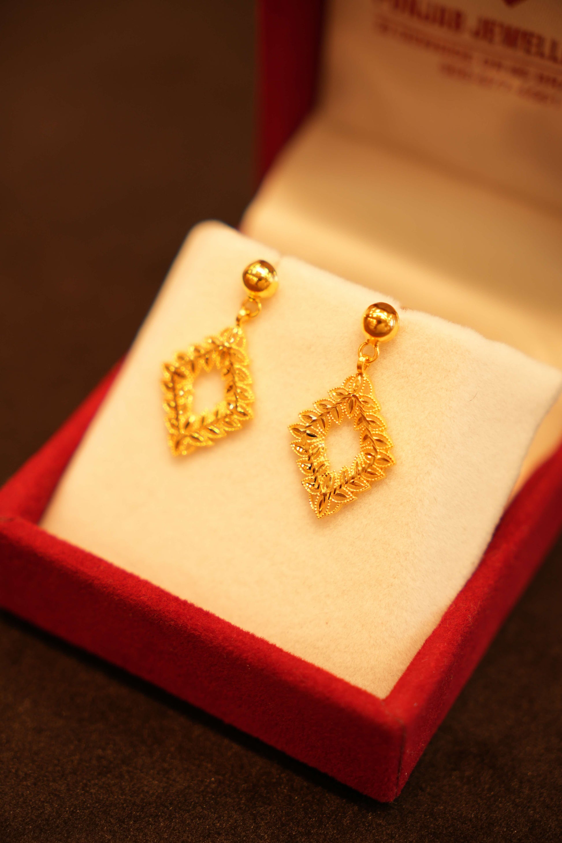 22K Gold Designer Hanging Earrings