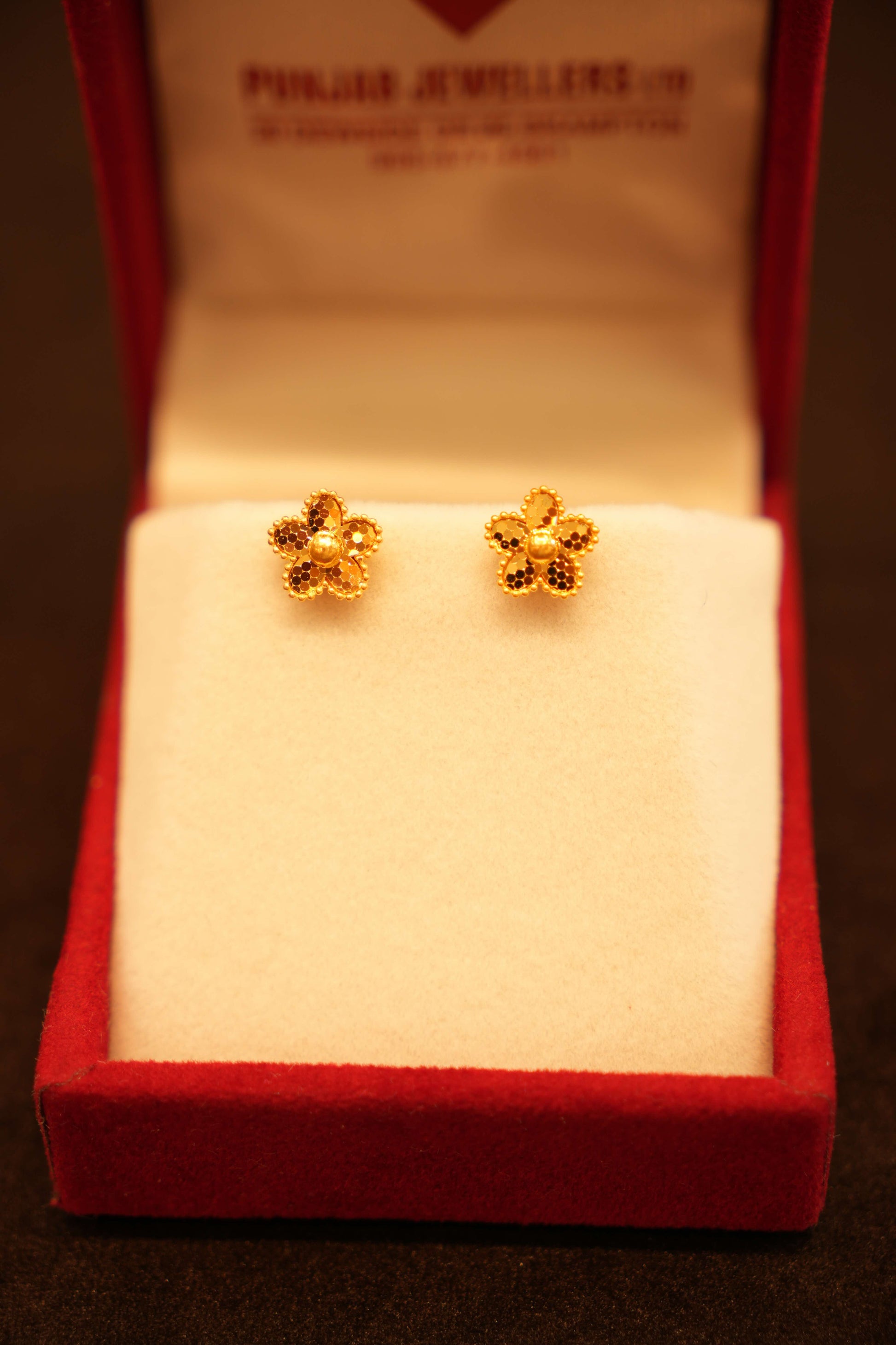22K Gold Flower Stud Earrings