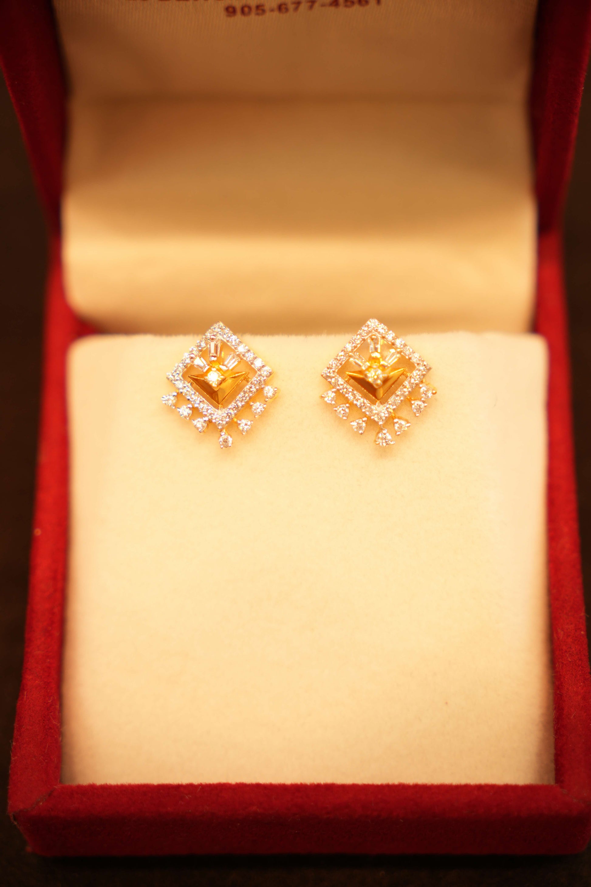22K Gold Designer Stone Stud Earrings
