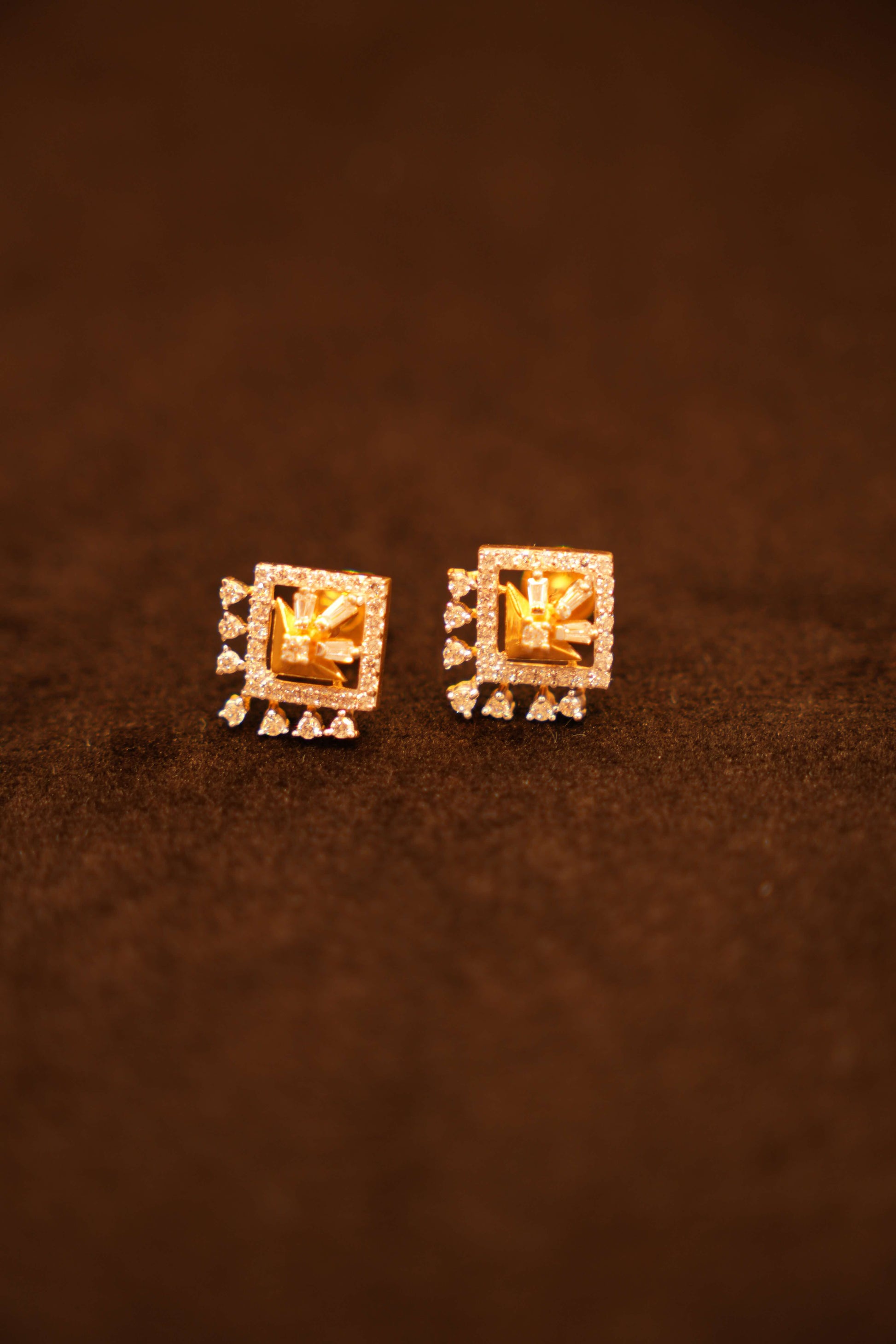 22K Gold Designer Stone Stud Earrings