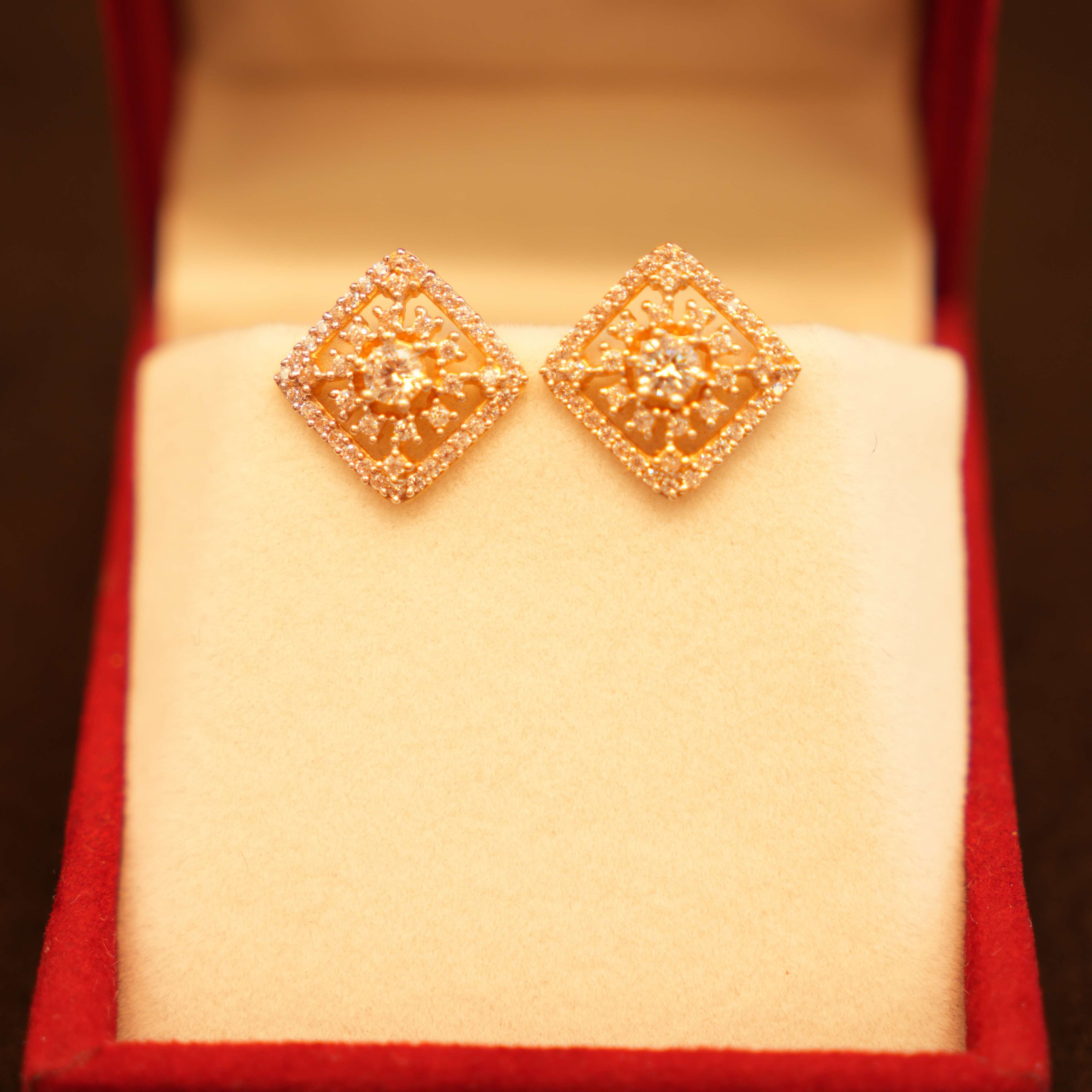 22K Gold Designer Stud Earrings